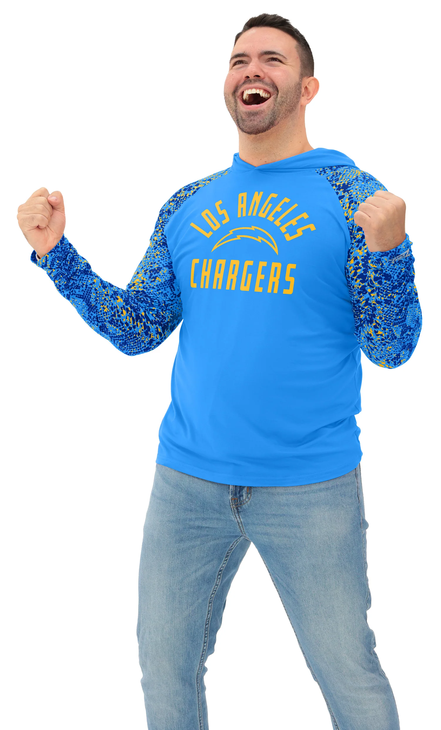Zubaz NFL  Men's Formation Post Sleeves Lightweight Hoodie, LOS ANGELES CHARGERS - Image 11