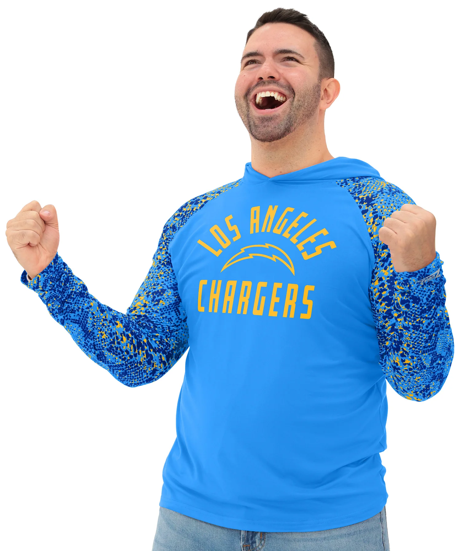 Zubaz NFL  Men's Formation Post Sleeves Lightweight Hoodie, LOS ANGELES CHARGERS - Image 19