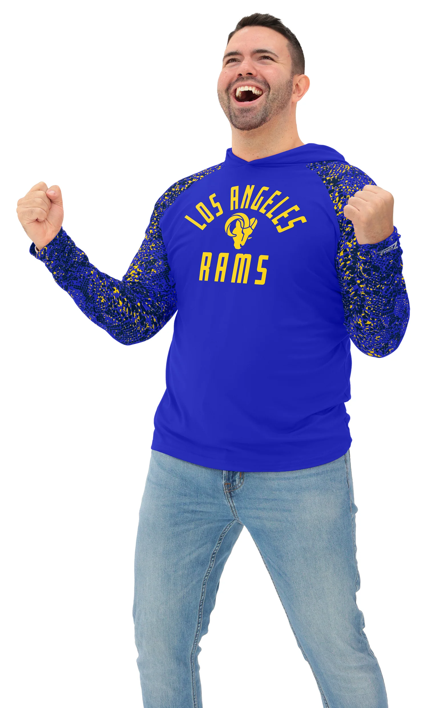 Zubaz NFL Men's Formation Post Sleeves Lightweight Hoodie, LOS ANGELES RAMS - Image 14