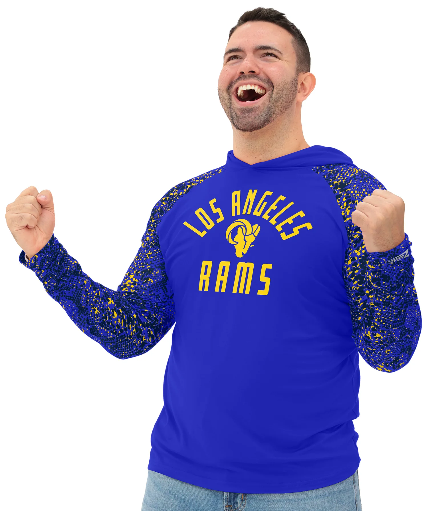 Zubaz NFL Men's Formation Post Sleeves Lightweight Hoodie, LOS ANGELES RAMS - Image 4