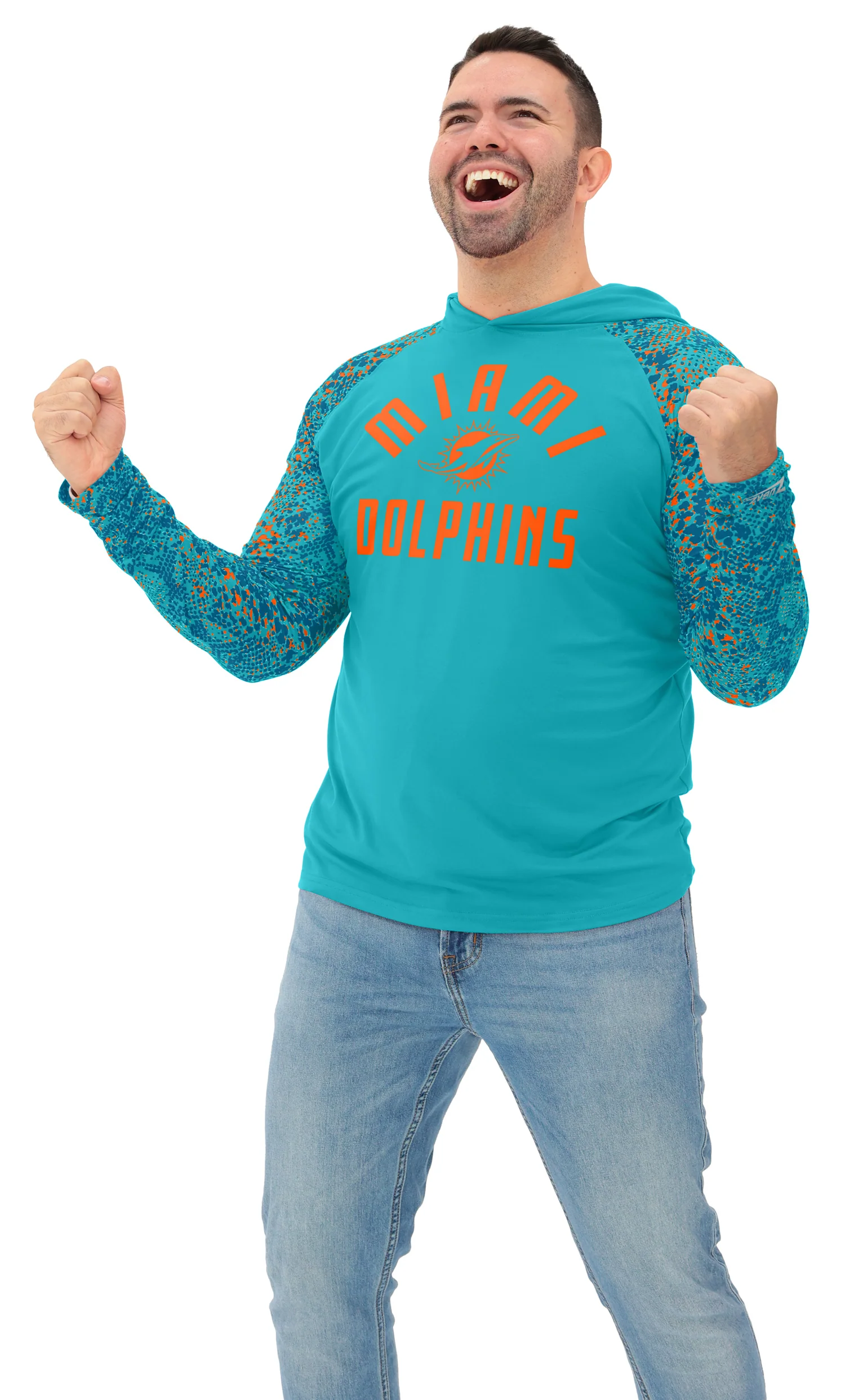 Zubaz NFL Men's Formation Post Sleeves Lightweight Hoodie, MIAMI DOLPHINS - Image 11