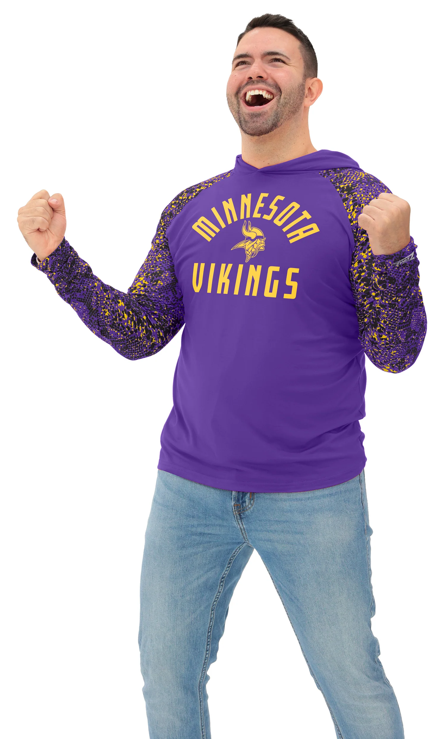 Zubaz NFL Men's Formation Post Sleeves Lightweight Hoodie, MINNESOTA VIKINGS - Image 5