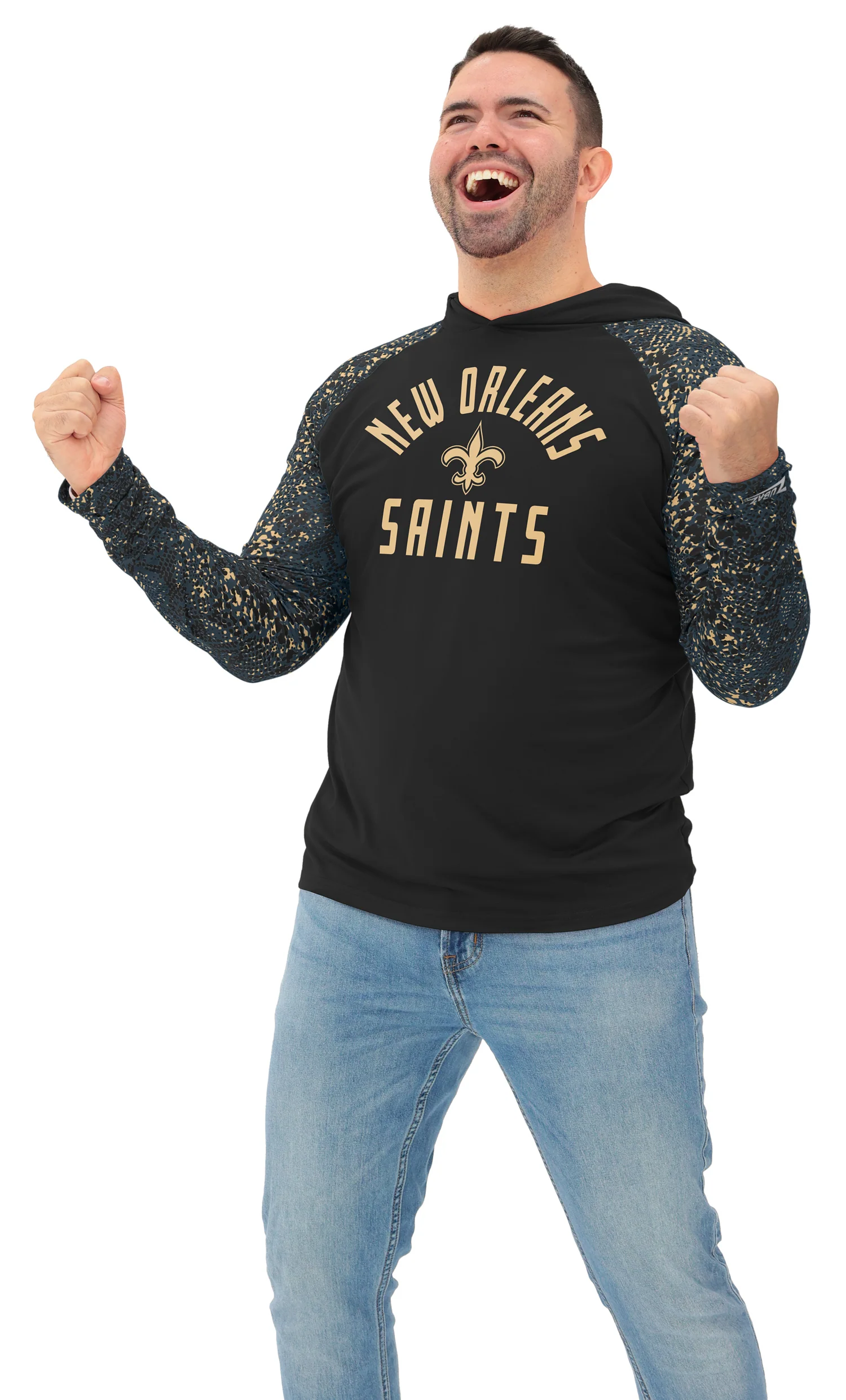 Zubaz NFL Men's Formation Post Sleeves Lightweight Hoodie, NEW ORLEANS SAINTS - Image 17