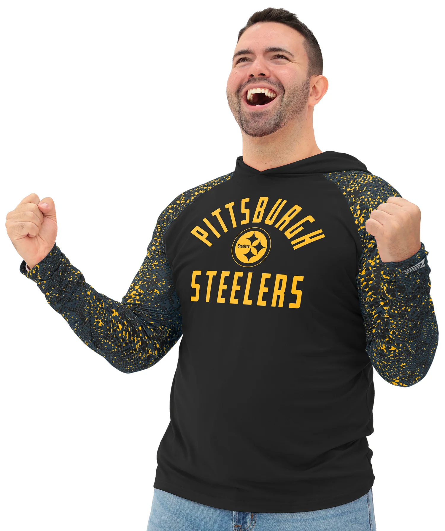 Zubaz NFL Men's Formation Post Sleeves Lightweight Hoodie, PITTSBURGH STEELERS - Image 20