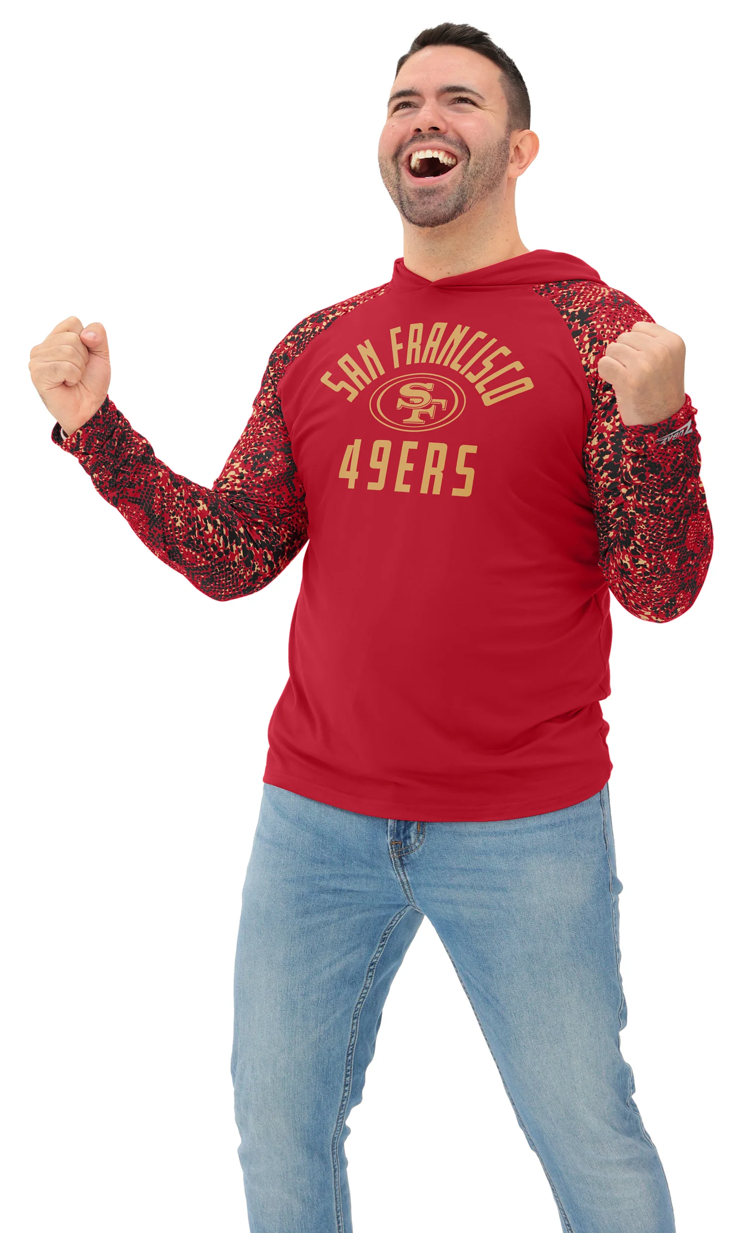 Zubaz NFL  Men's Formation Post Sleeves Lightweight Hoodie, SAN FRANCISCO 49ERS - Image 15