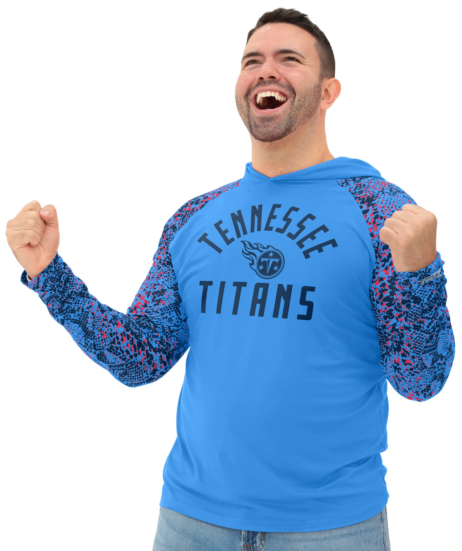 Zubaz NFL Men's Formation Post Sleeves Lightweight Hoodie, TENNESSEE TITANS - Image 2