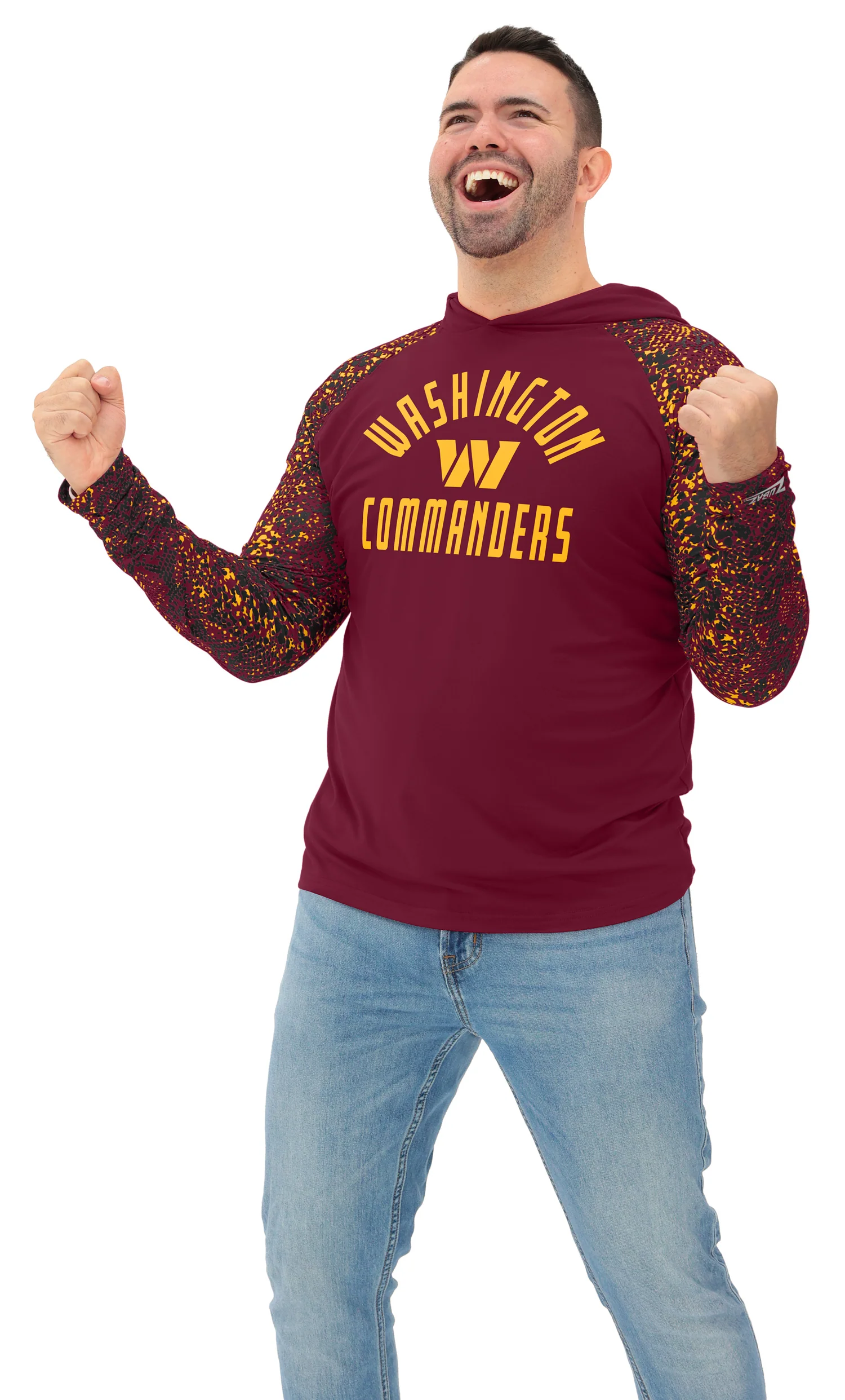 Zubaz NFL Men's Formation Post Sleeves Lightweight Hoodie, WASHINGTON COMMANDERS - Image 15