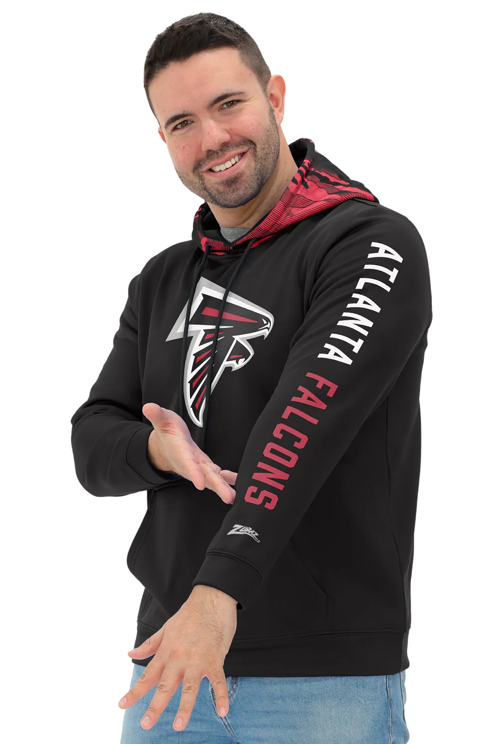 Zubaz NFL Men's Front and Sleeve Print Camo Line Hood Hoodie, ATLANTA FALCONS - Image 9