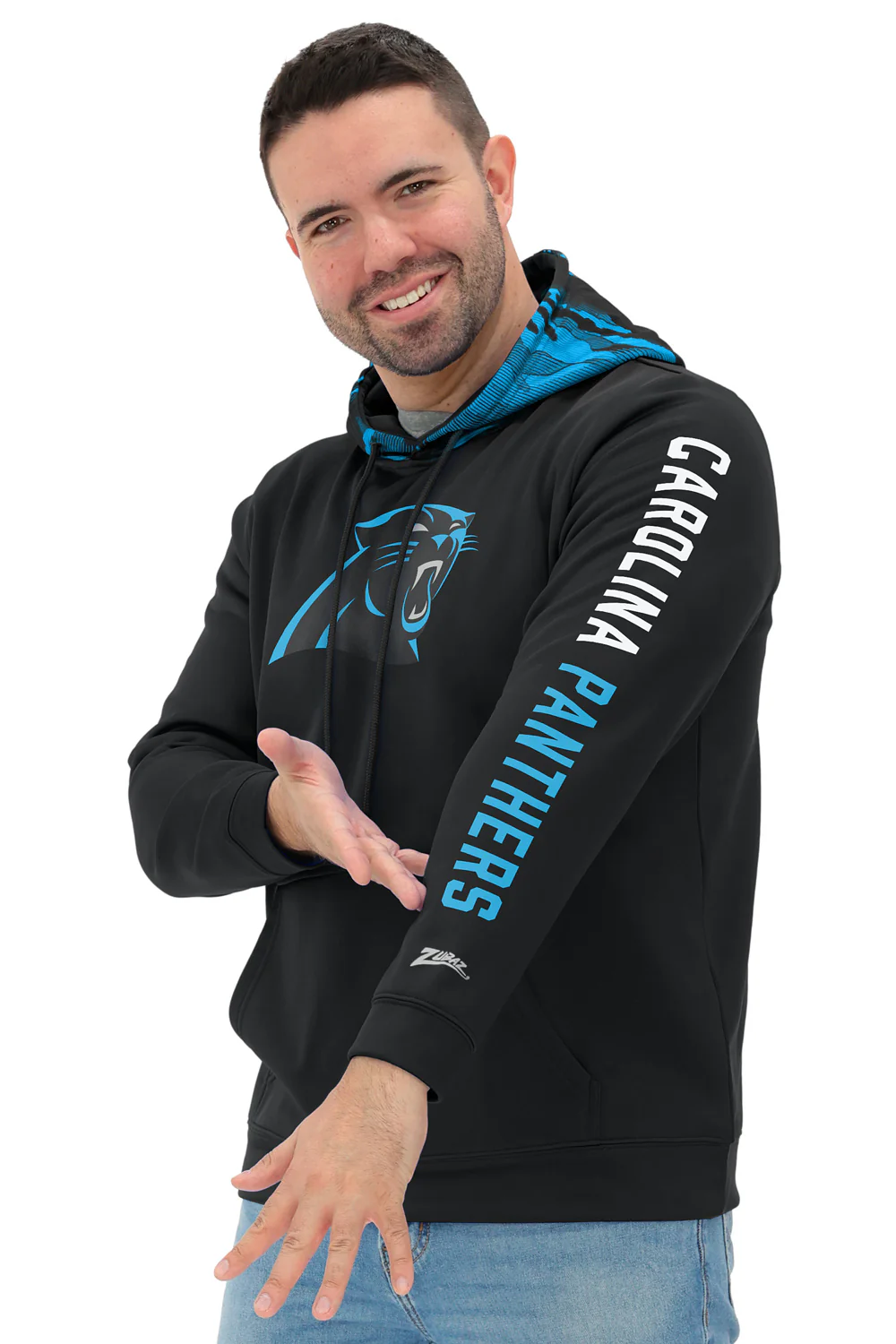 Zubaz NFL Men's Front and Sleeve Print Camo Line Hood Hoodie, CAROLINA PANTHERS - Image 30