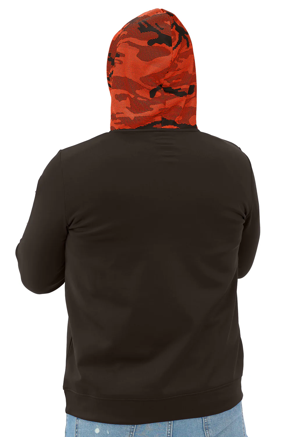 Zubaz NFL Men's Front and Sleeve Print Camo Line Hood Hoodie, CLEVELAND BROWNS - Image 3