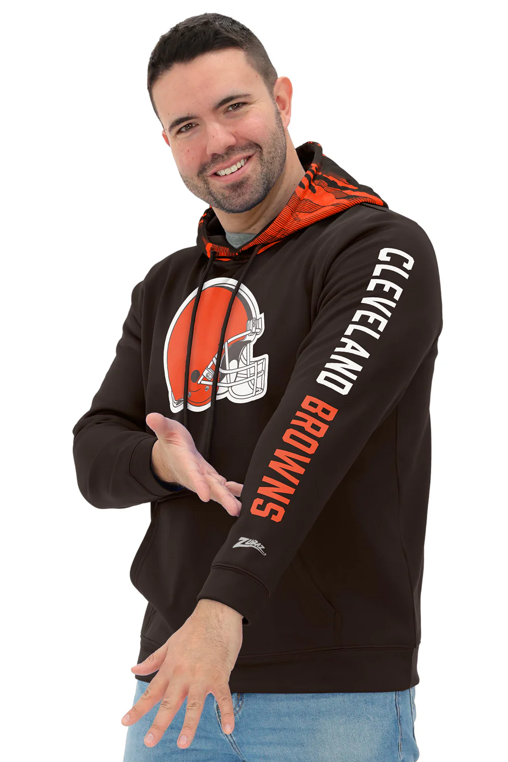 Zubaz NFL Men's Front and Sleeve Print Camo Line Hood Hoodie, CLEVELAND BROWNS - Image 30