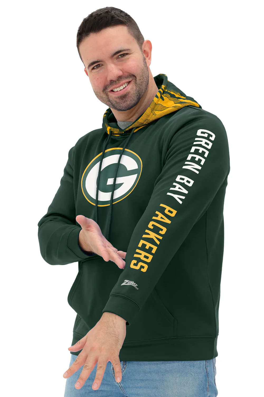 Zubaz NFL Men's Front and Sleeve Print Camo Line Hood Hoodie, GREEN BAY PACKERS - Image 22