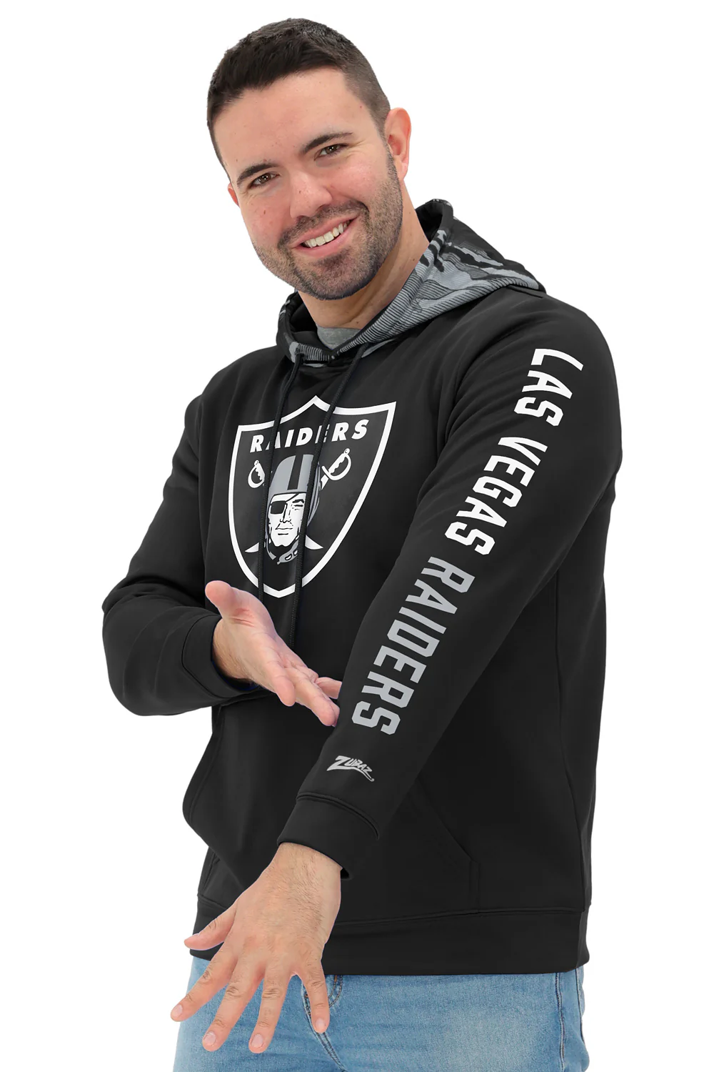Zubaz NFL Men's Front and Sleeve Print Camo Line Hood Hoodie, LAS VEGAS RAIDERS - Image 10