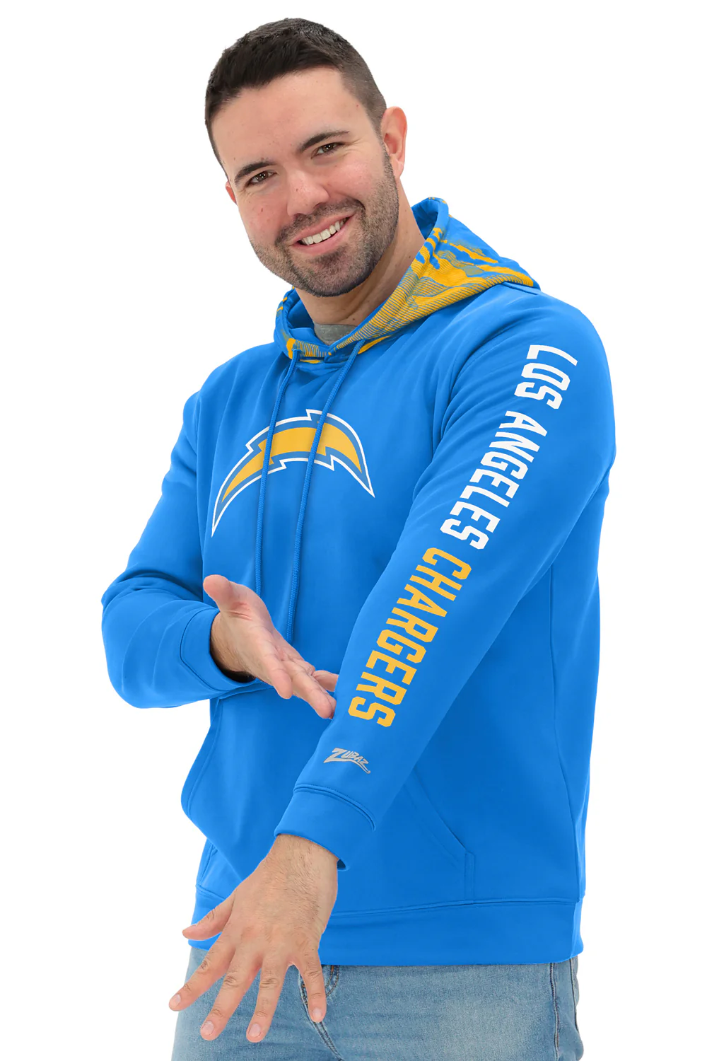 Zubaz NFL Men's Front and Sleeve Print Camo Line Hood Hoodie, LOS ANGELES CHARGERS - Image 22