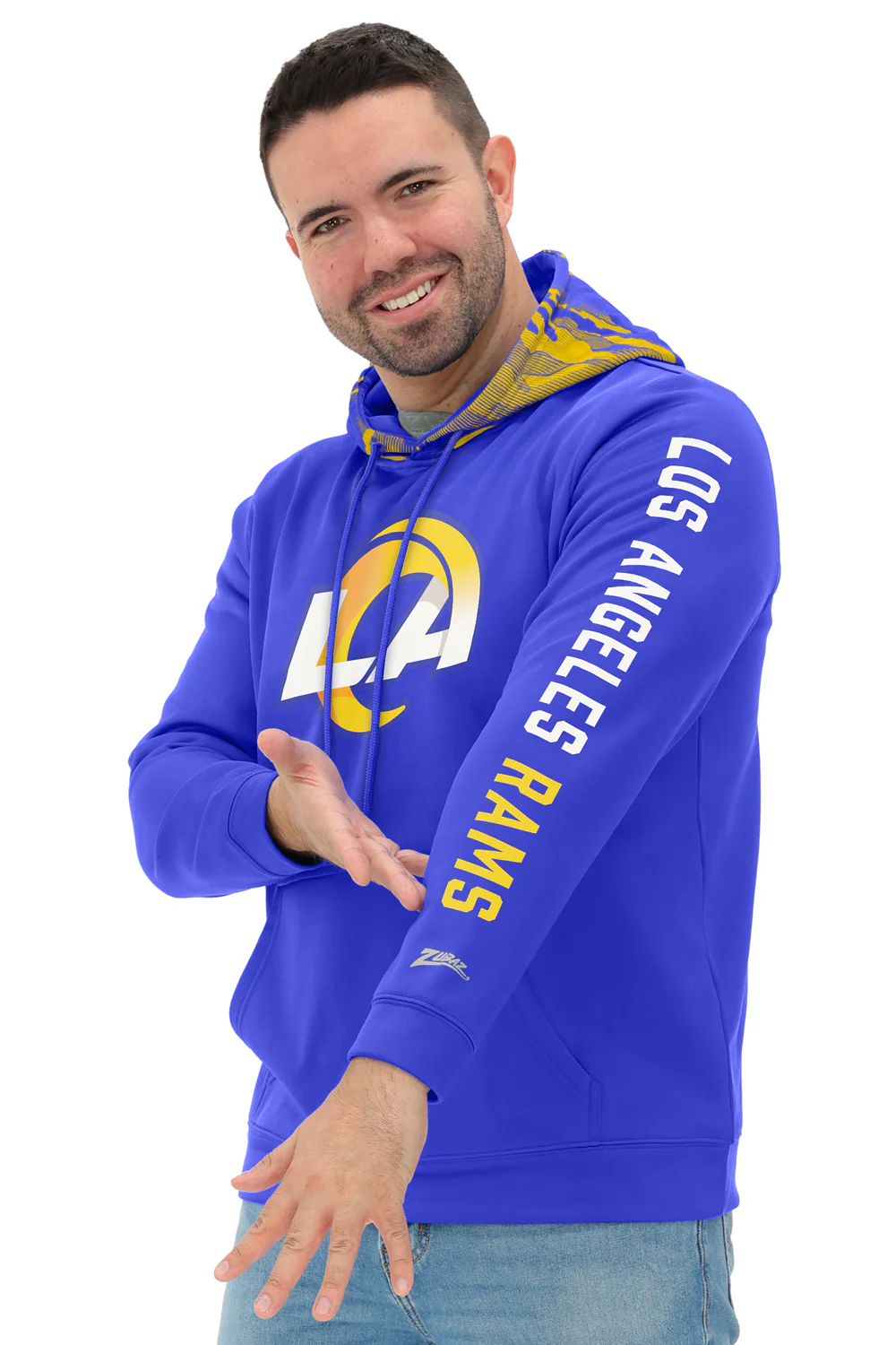 Zubaz NFL Men's Front and Sleeve Print Camo Line Hood Hoodie, LOS ANGELES RAMS - Image 22
