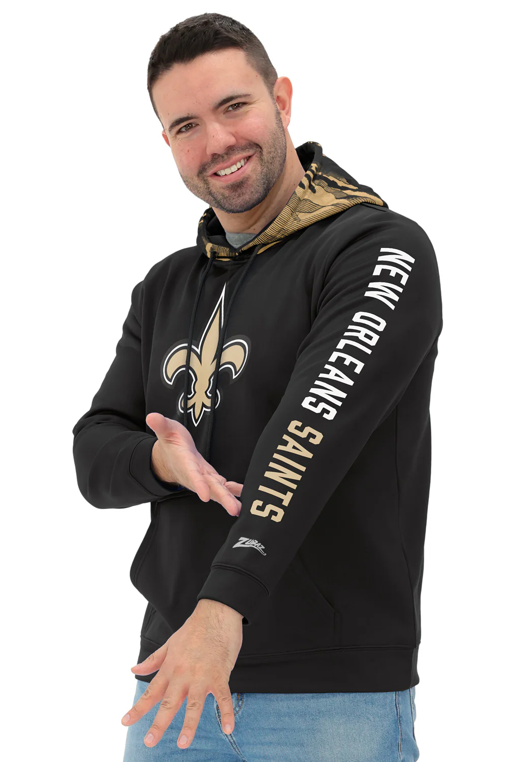 Zubaz NFL Men's Front and Sleeve Print Camo Line Hood Hoodie, NEW ORLEANS SAINTS - Image 30