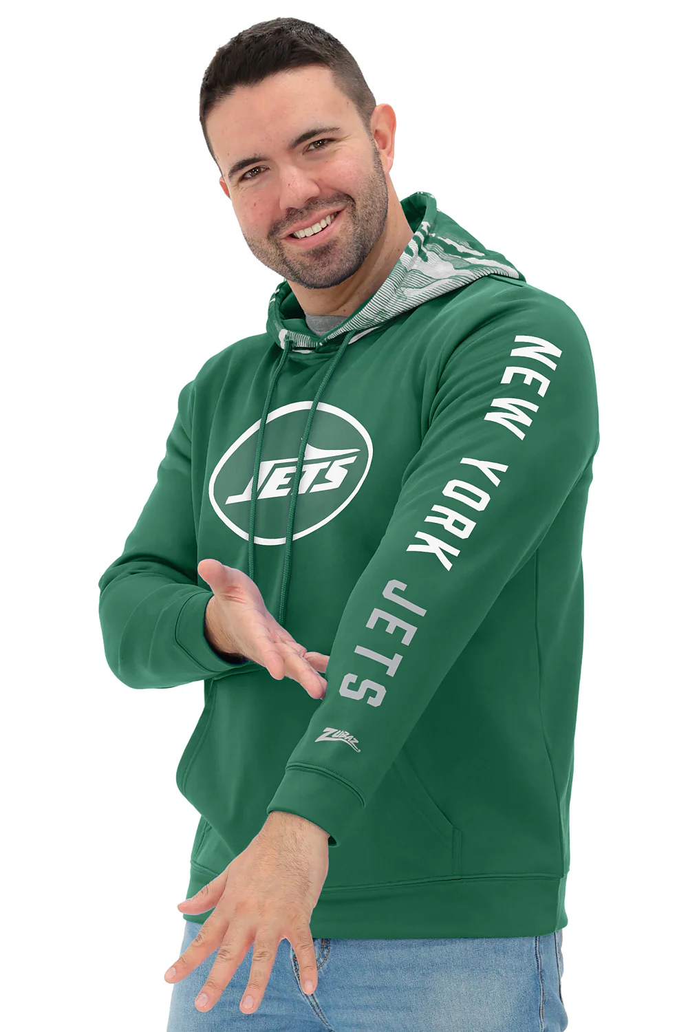 Zubaz NFL Men's Front and Sleeve Print Camo Line Hood Hoodie, NEW YORK JETS - Image 30