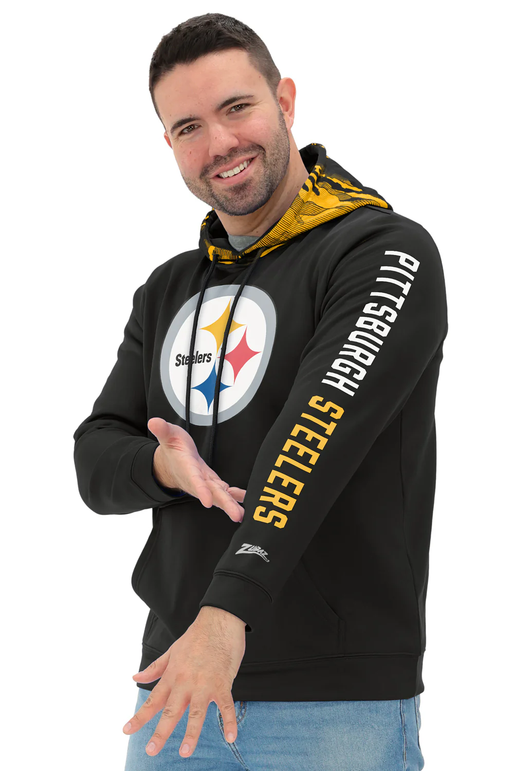 Zubaz NFL Men's Front and Sleeve Print Camo Line Hood Hoodie, PITTSBURGH STEELERS - Image 13