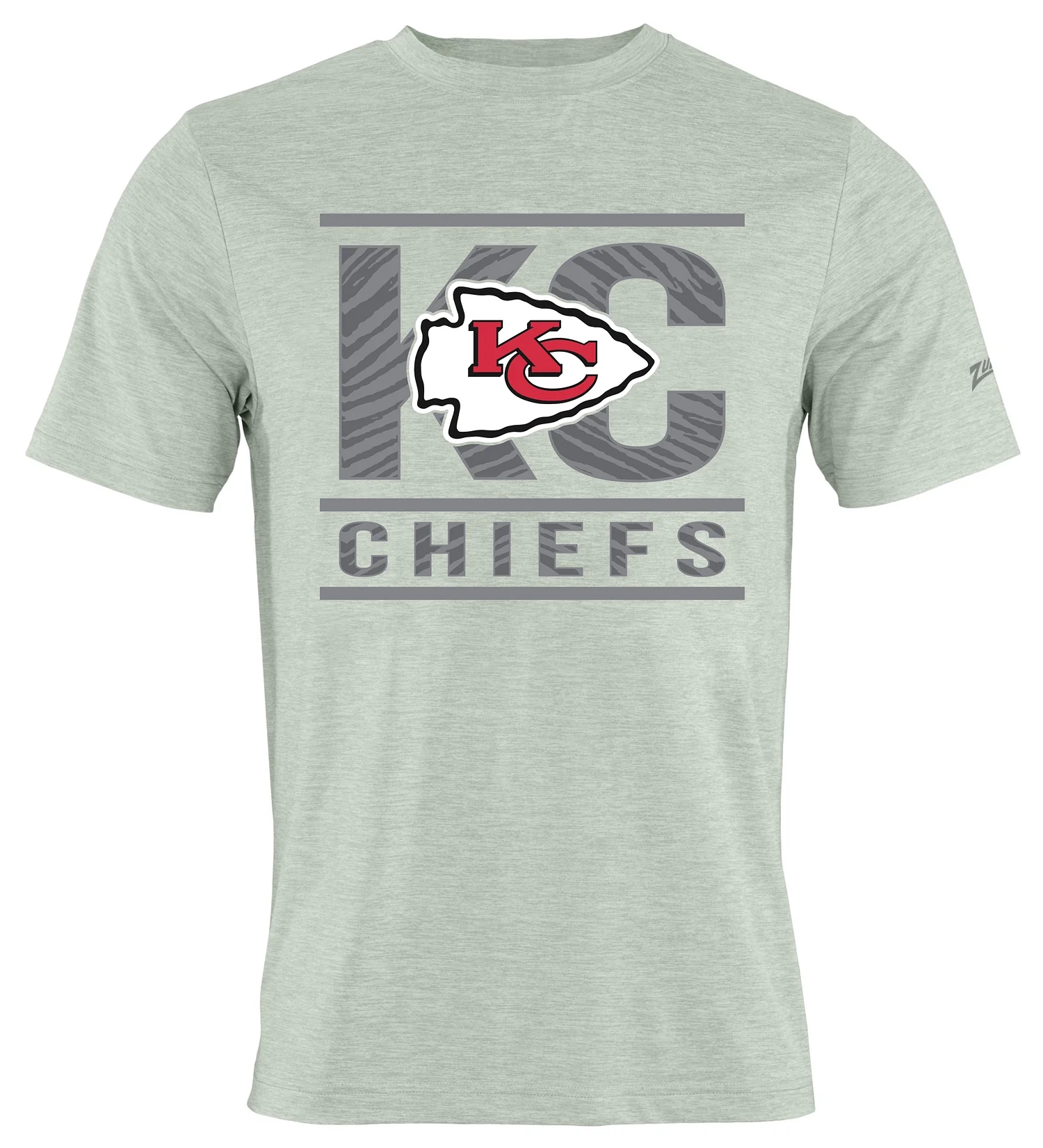 Zubaz NFL Men's Goal Line Heather Gray Short Sleeve T-Shirt, Kansas City Chiefs