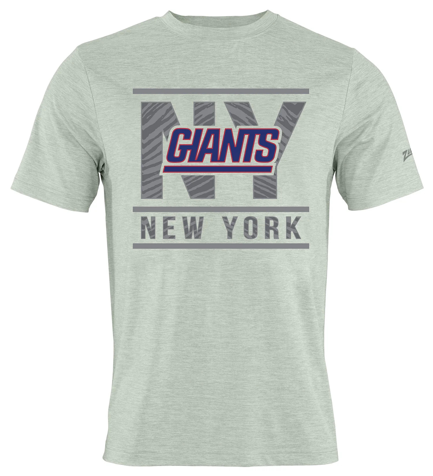 Zubaz NFL Men's Goal Line Heather Gray Short Sleeve T-Shirt, New York Giants