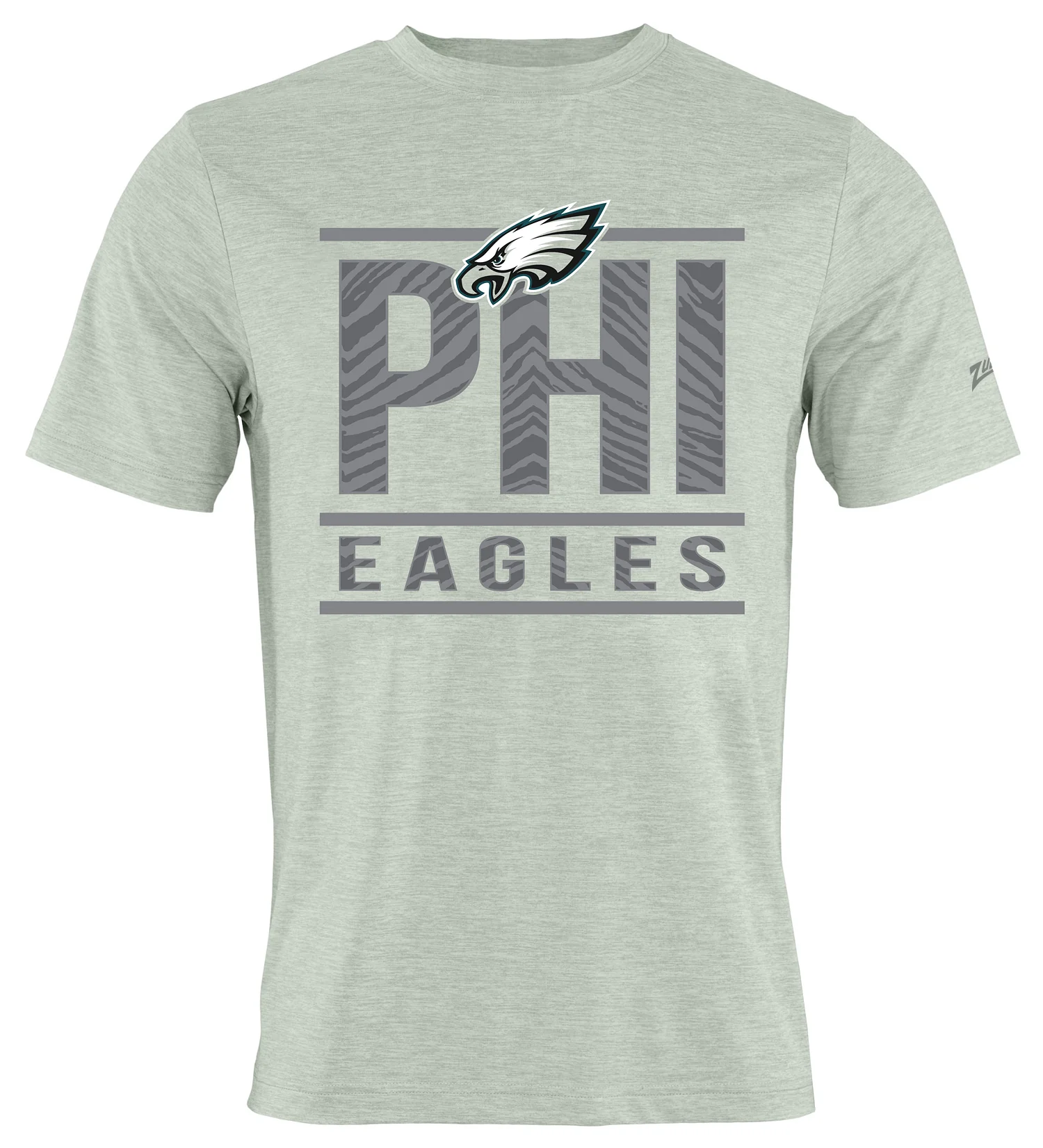 Zubaz NFL Men's Goal Line Heather Gray Short Sleeve T-Shirt, Philadelphia Eagles