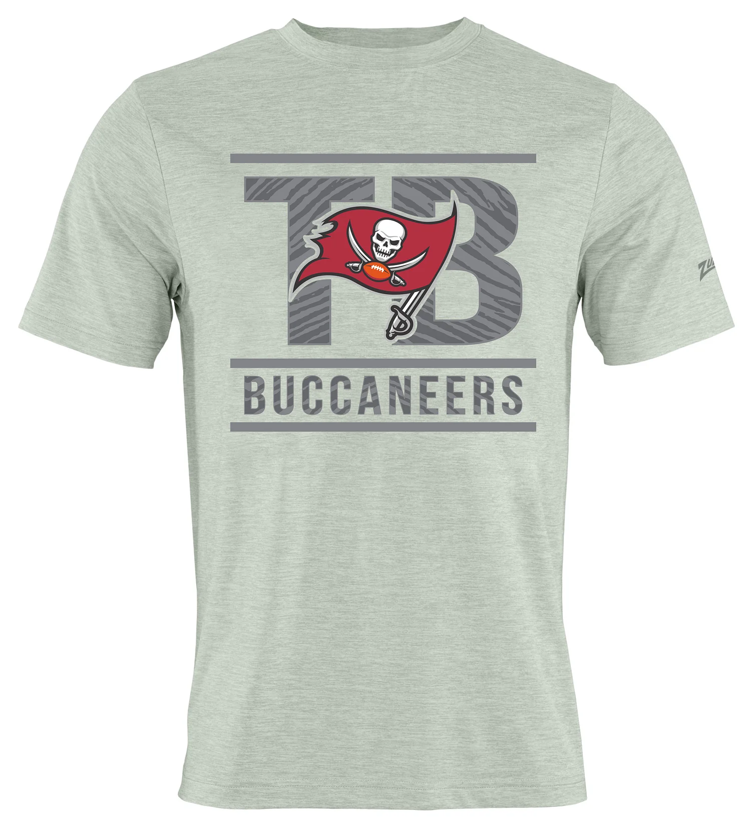 Zubaz NFL Men's Goal Line Heather Gray Short Sleeve T-Shirt, Tampa Bay Buccaneers