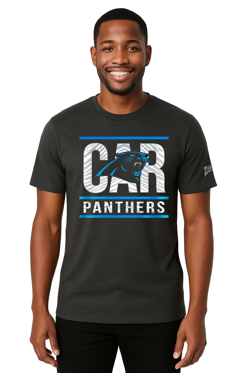 Zubaz NFL Men's Goal Line Team Color Short Sleeve T-Shirt, Carolina Panthers - Image 15