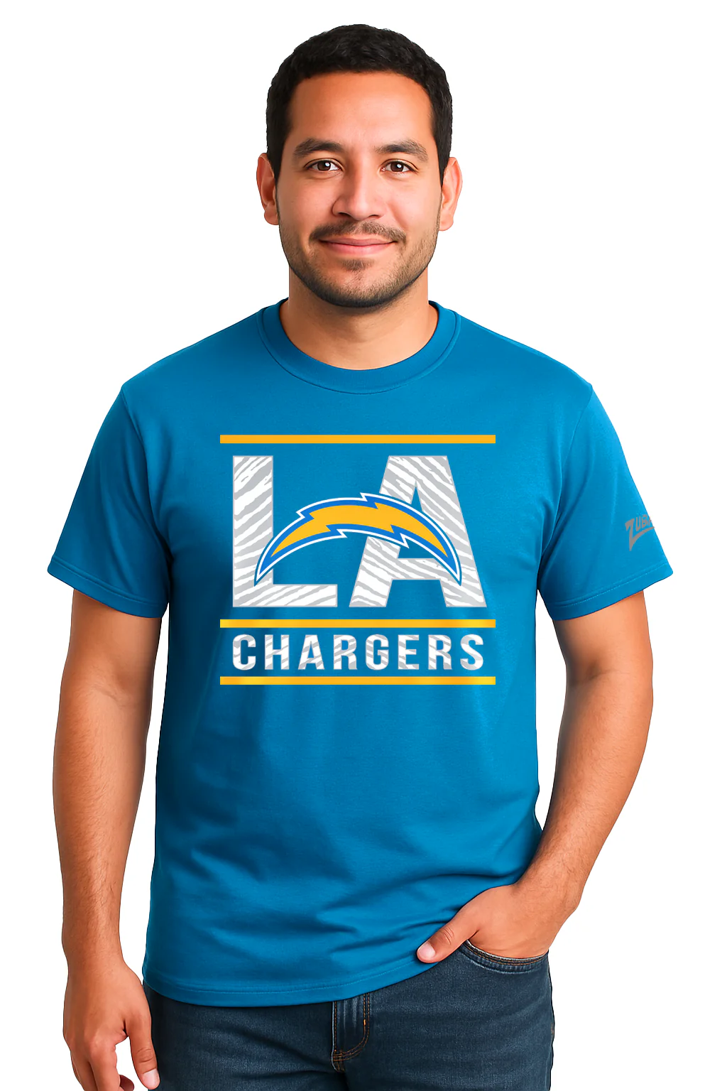 Zubaz NFL Men's Goal Line Team Color Short Sleeve T-Shirt, Los Angeles Chargers - Image 30