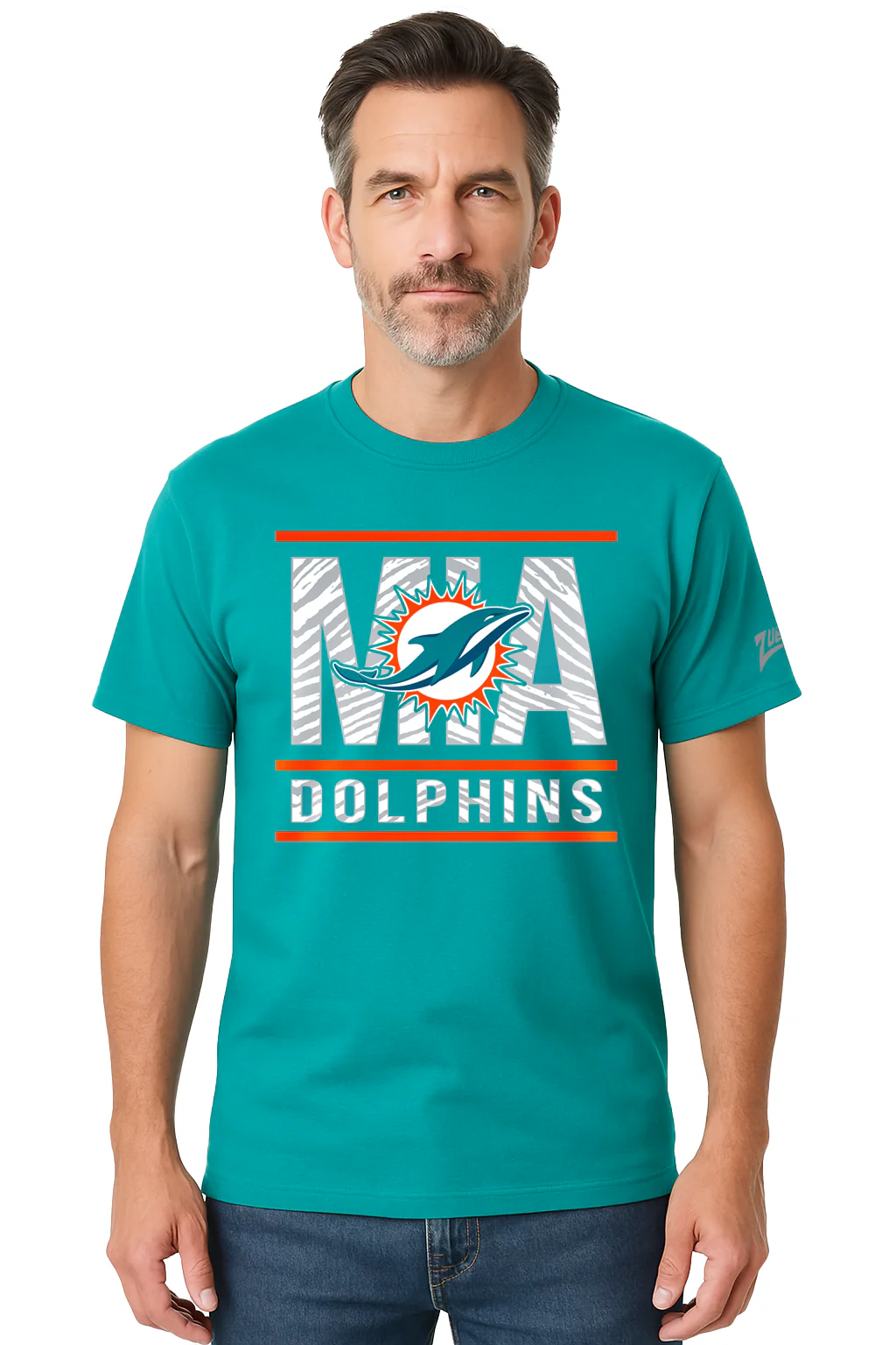 Zubaz NFL Men's Goal Line Team Color Short Sleeve T-Shirt, Miami Dolphins - Image 10