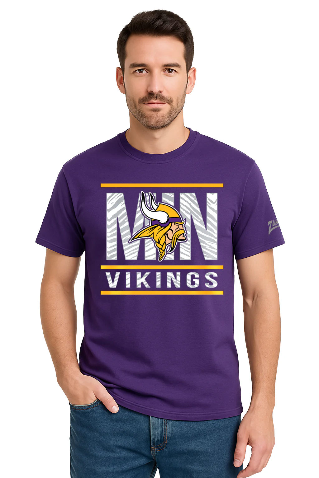 Zubaz NFL Men's Goal Line Team Color Short Sleeve T-Shirt, Minnesota Vikings - Image 45