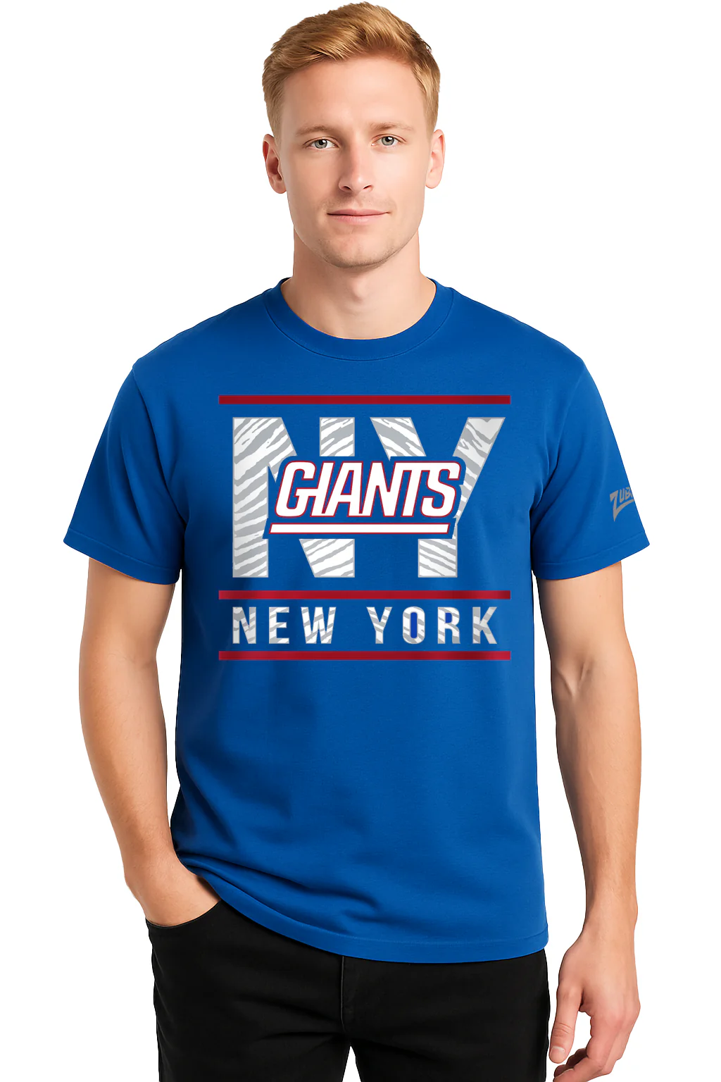 Zubaz NFL Men's Goal Line Team Color Short Sleeve T-Shirt, New York Giants - Image 16