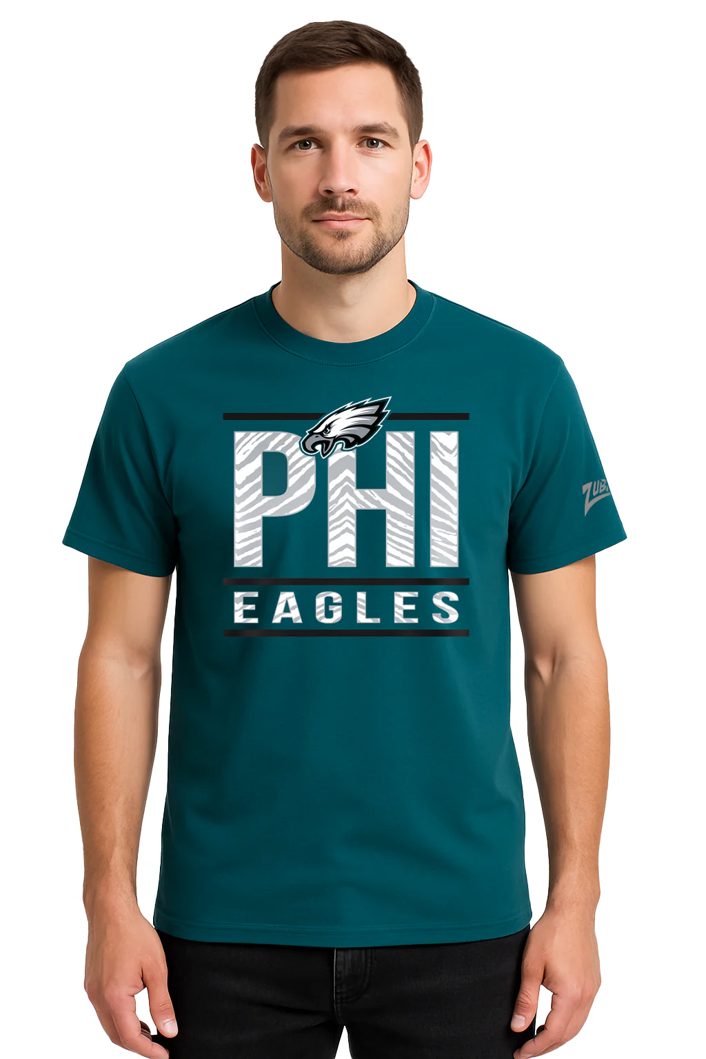 Zubaz NFL Men's Goal Line Team Color Short Sleeve T-Shirt, Philadelphia Eagles - Image 45