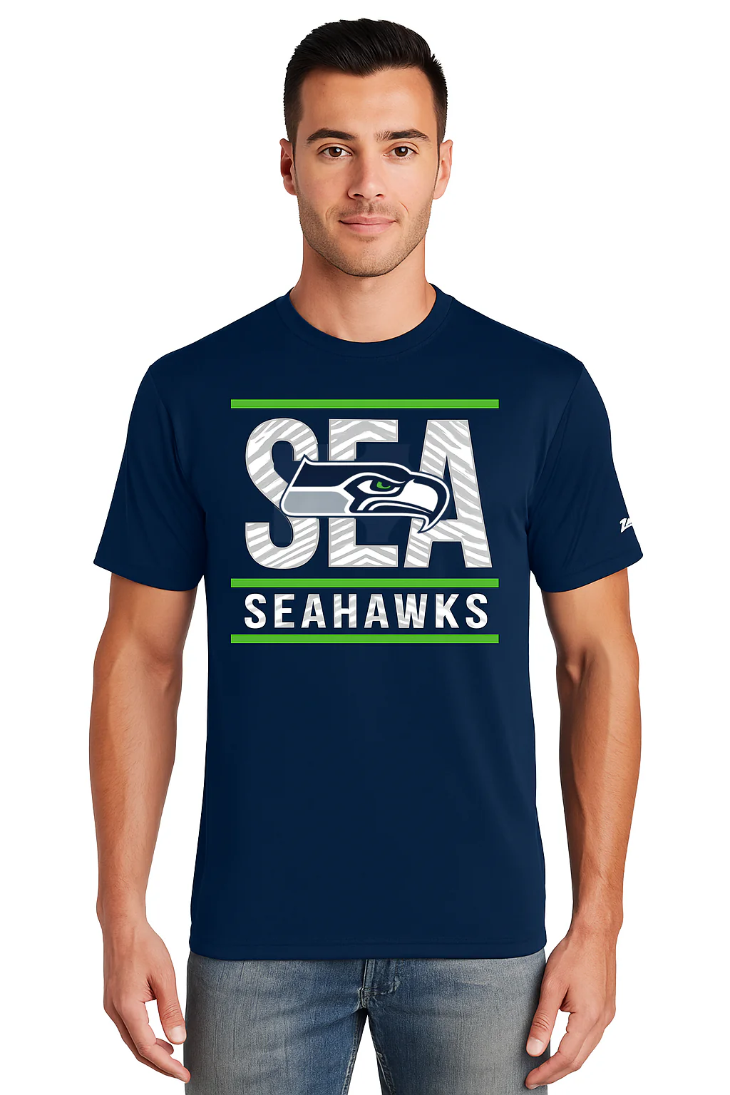 Zubaz NFL Men's Goal Line Team Color Short Sleeve T-Shirt, Seattle Seahawks - Image 15