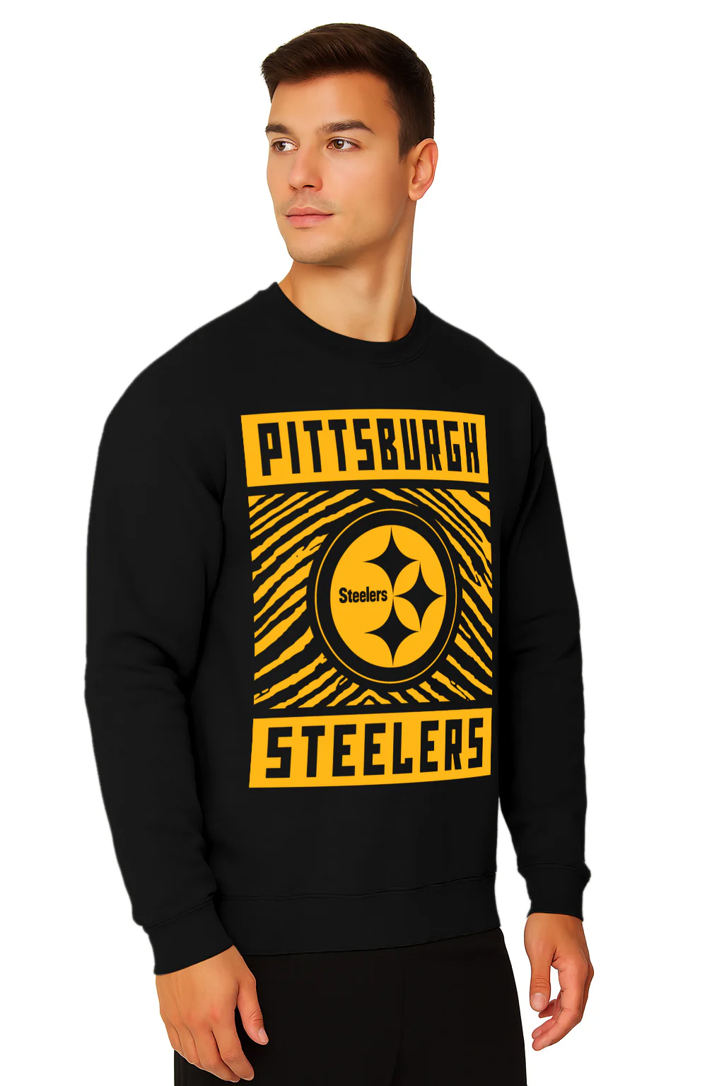 Zubaz NFL Men's Gridiron Crewneck, PITTSBURGH STEELERS - Image 5