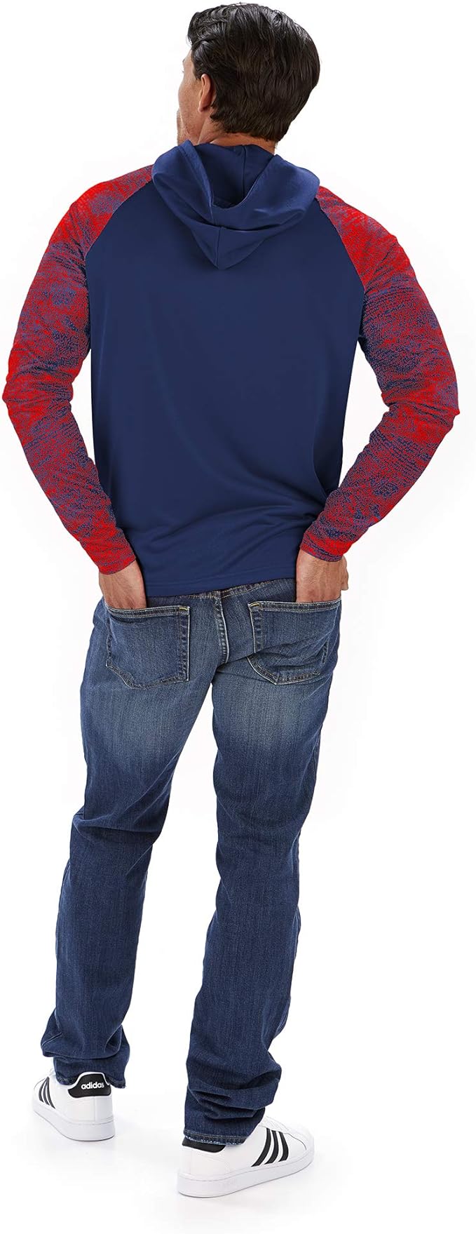 Zubaz NFL MENS HOUSTON TEXANS SOLID BODY NAVY/RED STATIC FRENCH TERRY LW HOOD Extra Large - Image 3