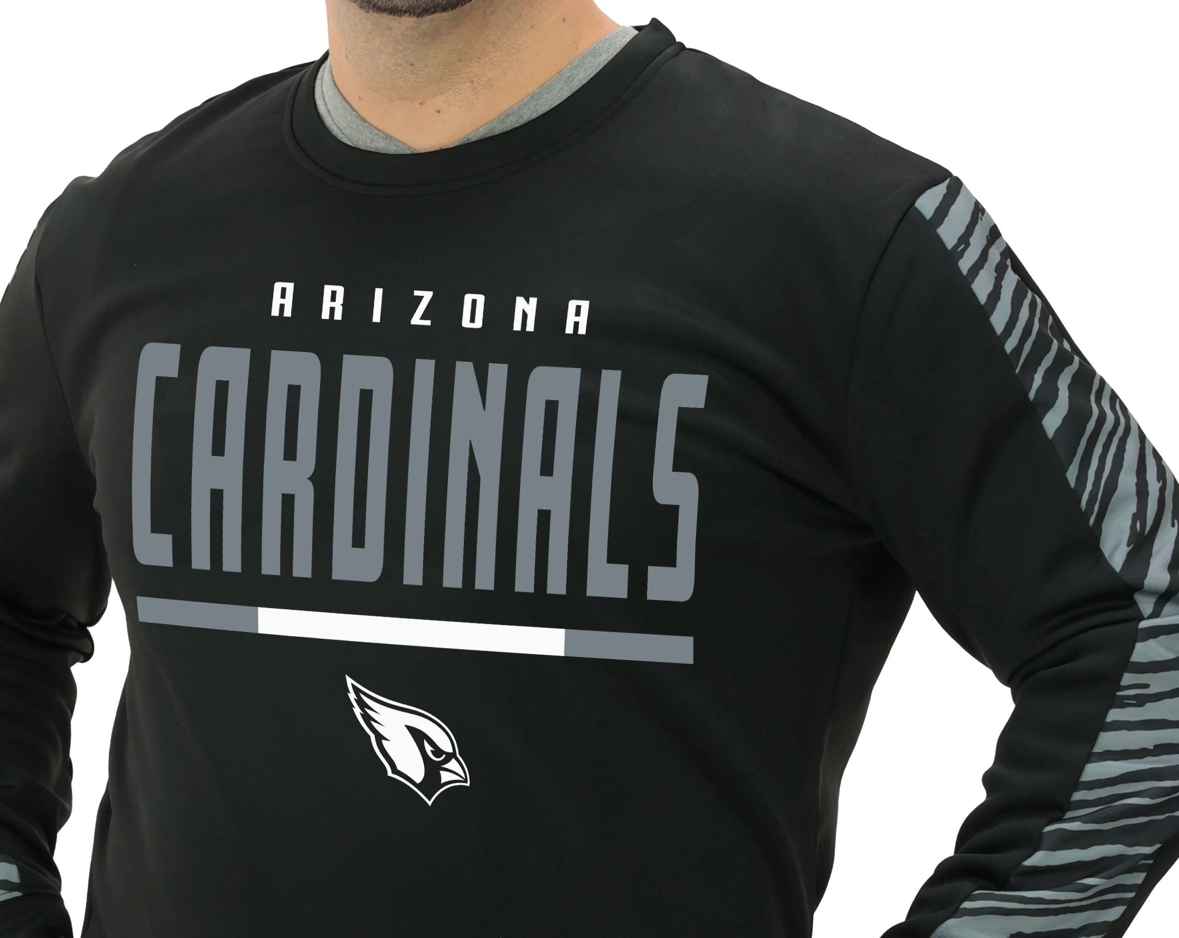 Zubaz NFL Men's Linebacker 2 Color Zebra Long Sleeve Panel Crewneck Sweatshirt, ARIZONA CARDINALS - Image 50