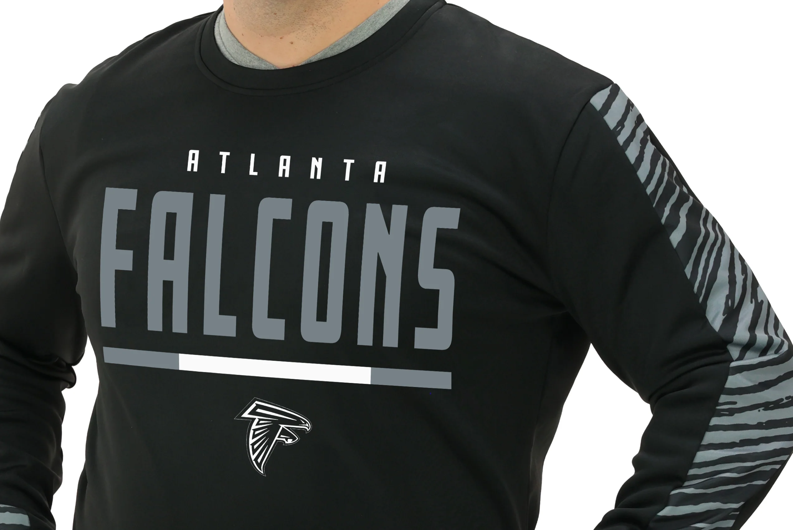 Zubaz NFL Men's Linebacker 2 Color Zebra Long Sleeve Panel Crewneck Sweatshirt, ATLANTA FALCONS - Image 3