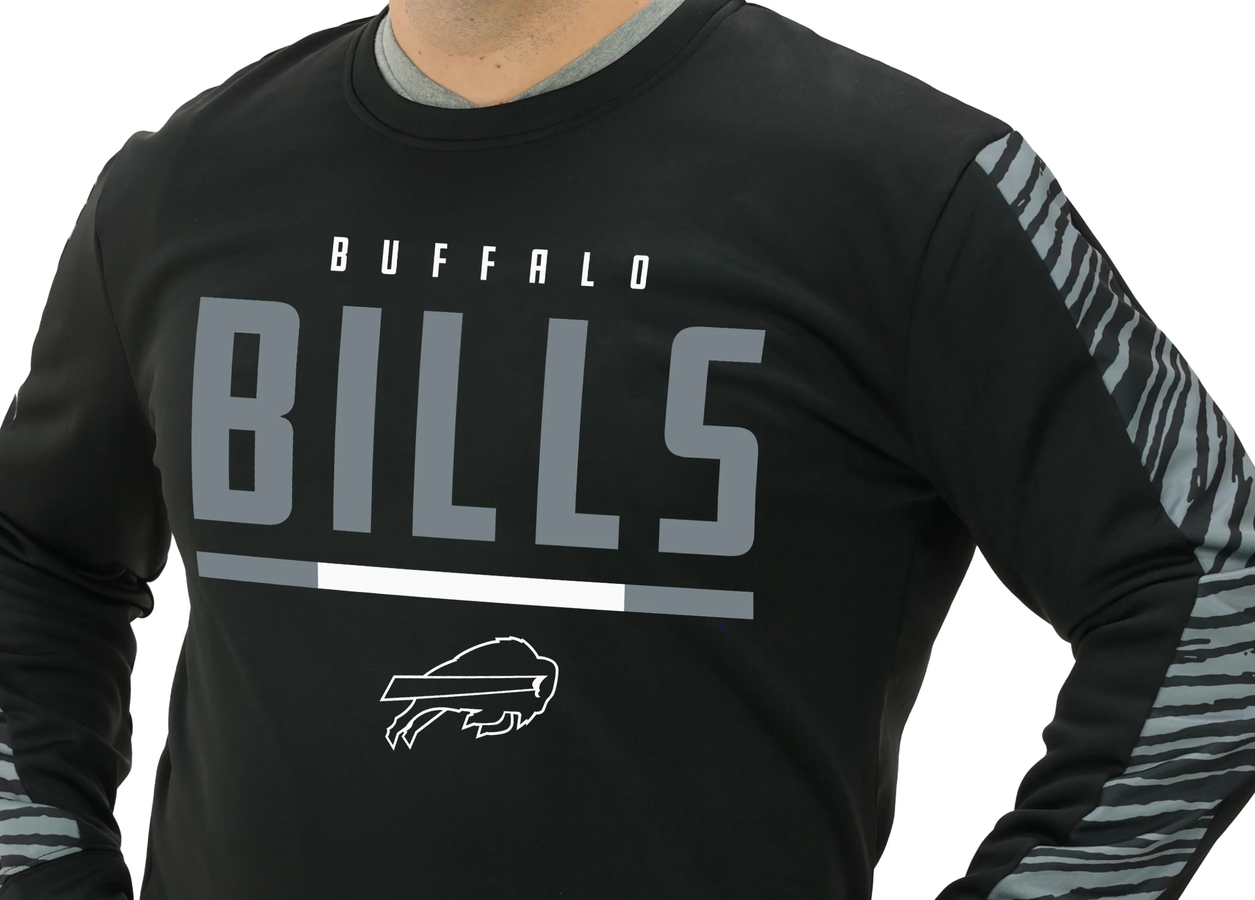 Zubaz NFL Men's Linebacker 2 Color Zebra Long Sleeve Panel Crewneck Sweatshirt, BUFFALO BILLS - Image 50