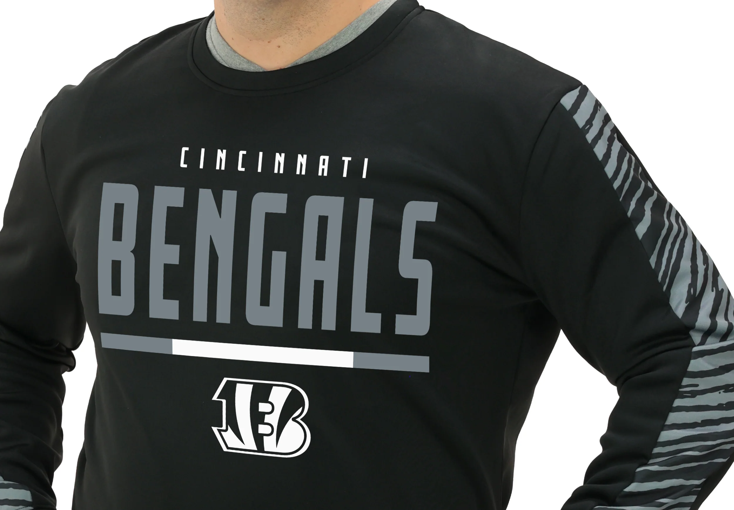 Zubaz NFL Men's Linebacker 2 Color Zebra Long Sleeve Panel Crewneck Sweatshirt, CINCINNATI BENGALS - Image 20