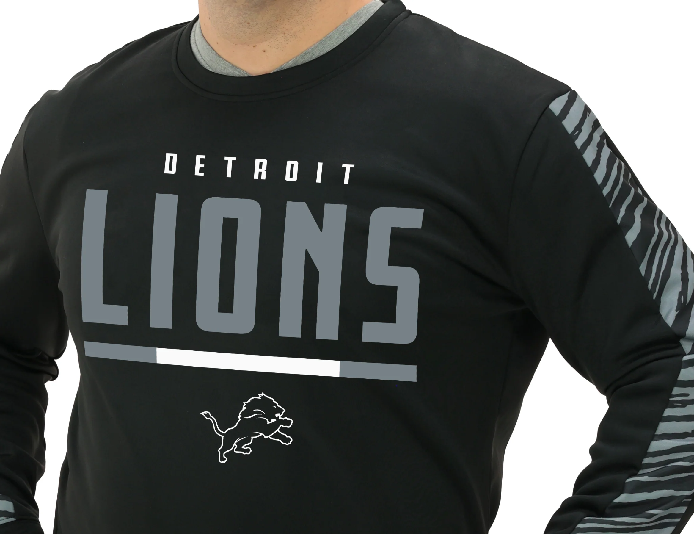 Zubaz NFL Men's Linebacker 2 Color Zebra Long Sleeve Panel Crewneck Sweatshirt, DETROIT LIONS - Image 44