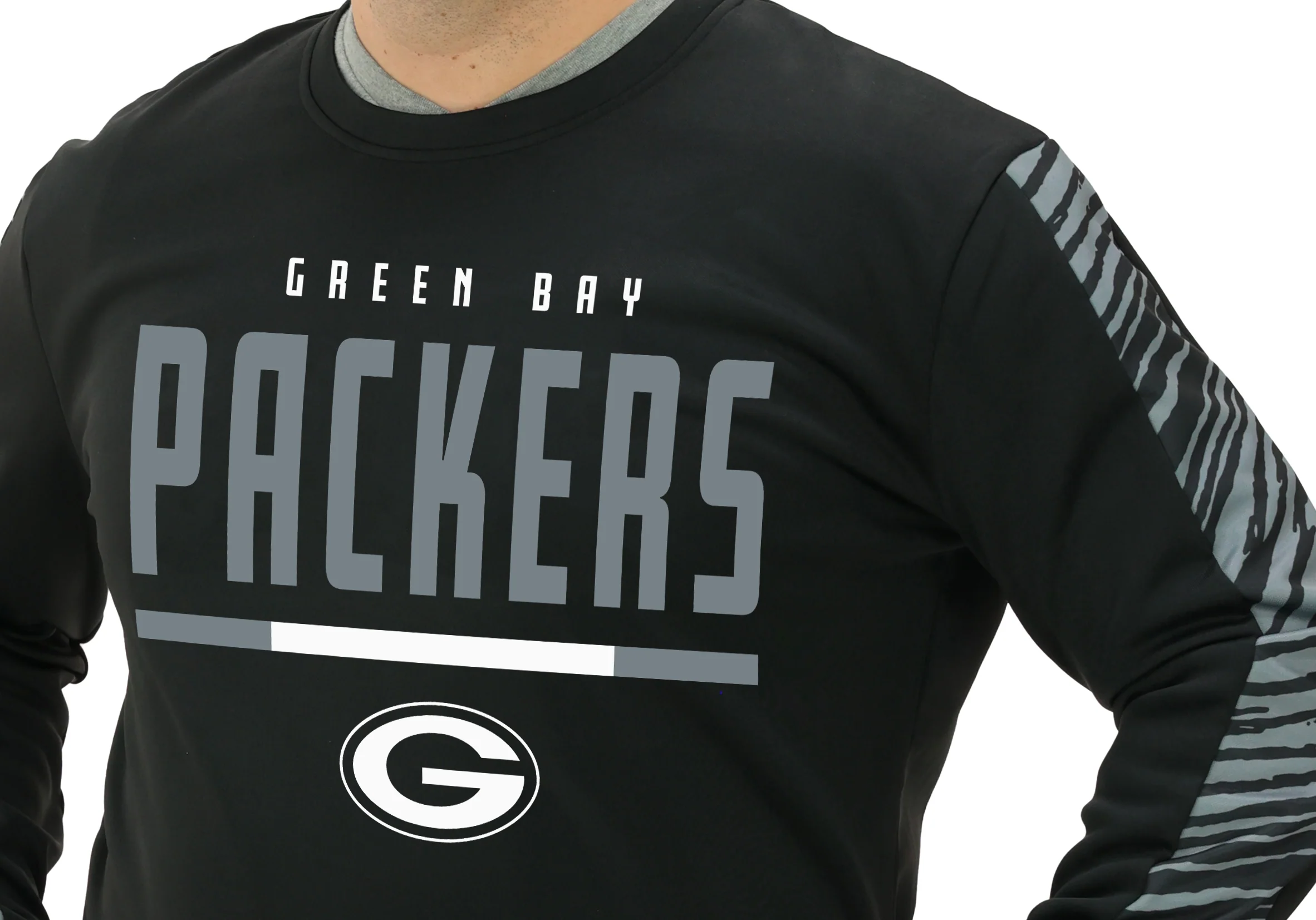 Zubaz NFL Men's Linebacker 2 Color Zebra Long Sleeve Panel Crewneck Sweatshirt, GREEN BAY PACKERS - Image 14