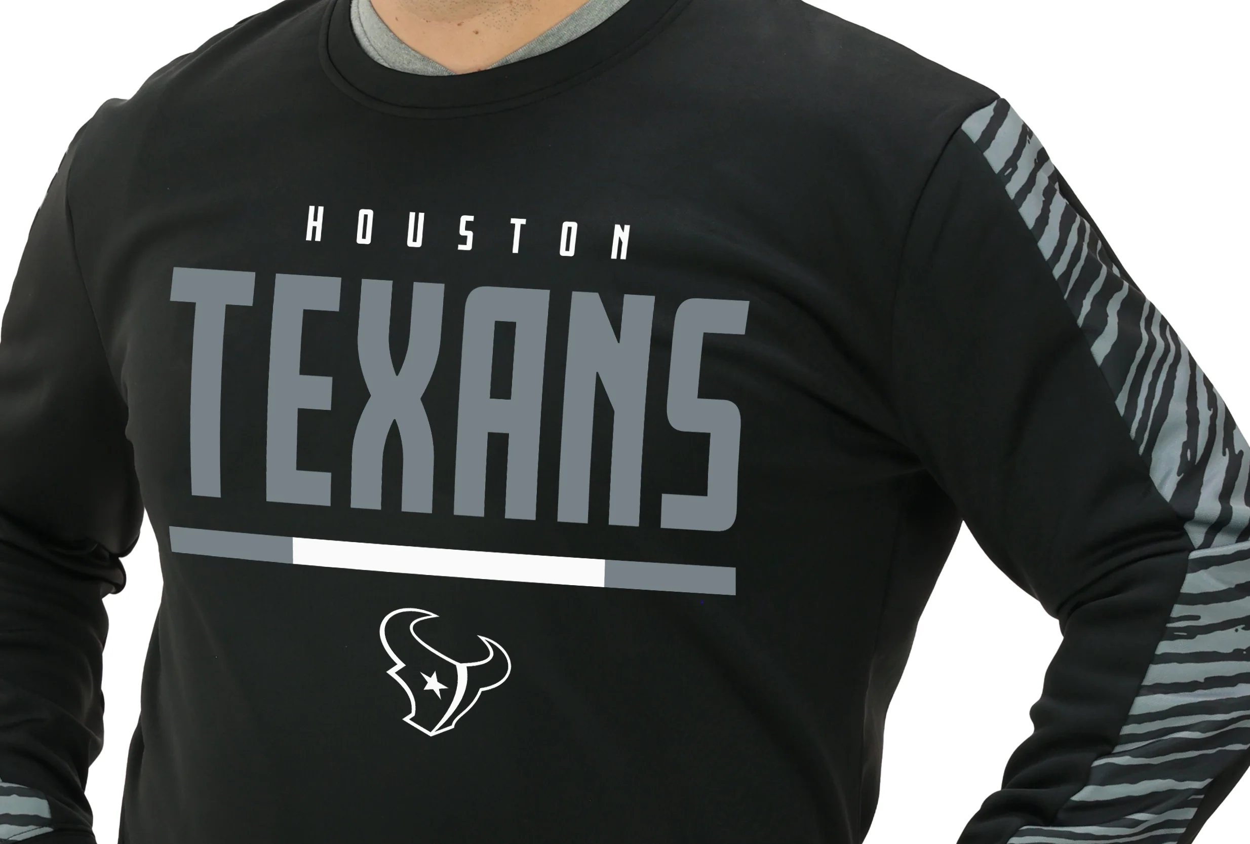 Zubaz NFL Men's Linebacker 2 Color Zebra Long Sleeve Panel Crewneck Sweatshirt, HOUSTON TEXANS - Image 32