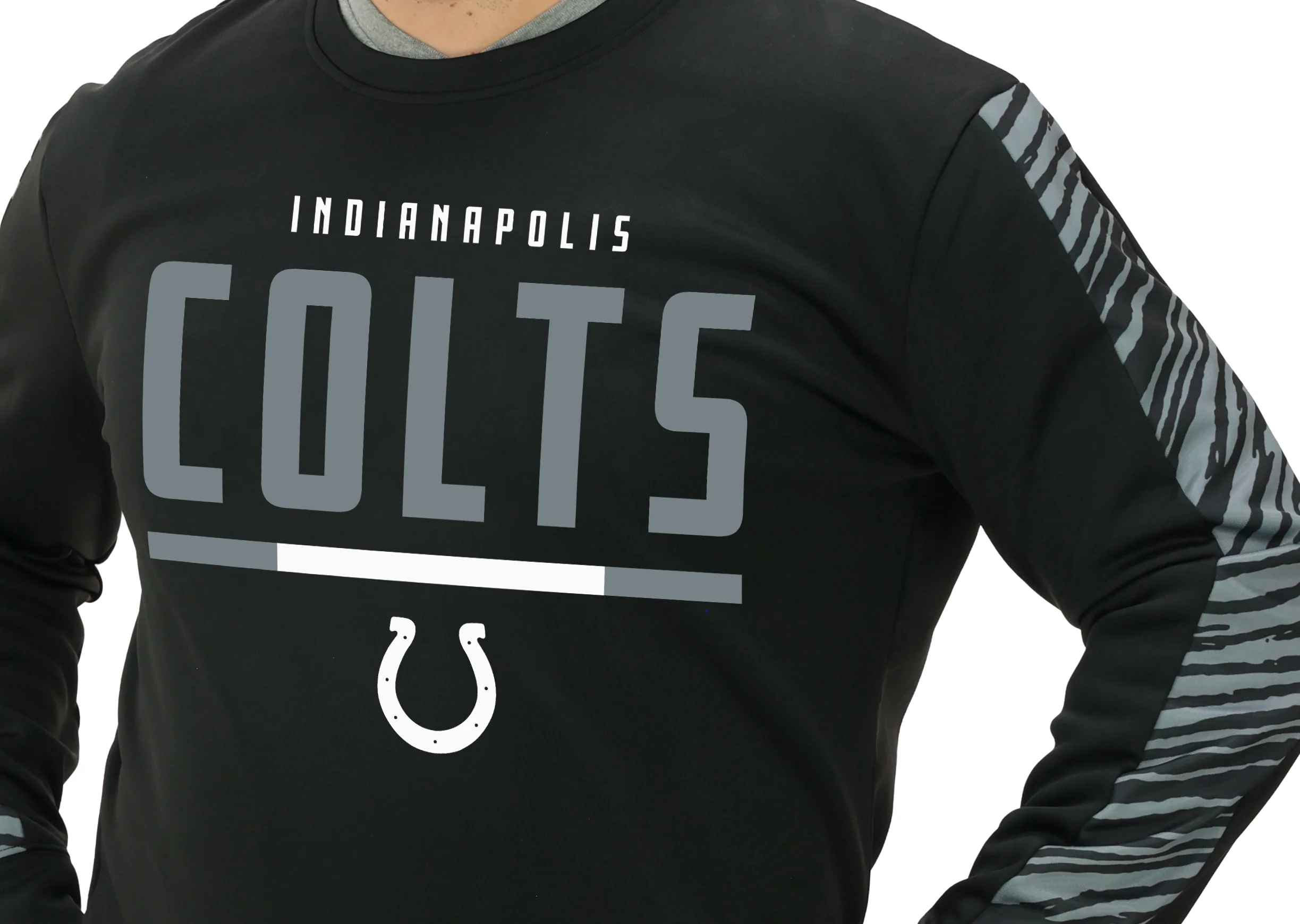 Zubaz NFL Men's Linebacker 2 Color Zebra Long Sleeve Panel Crewneck Sweatshirt, INDIANAPOLIS COLTS - Image 32