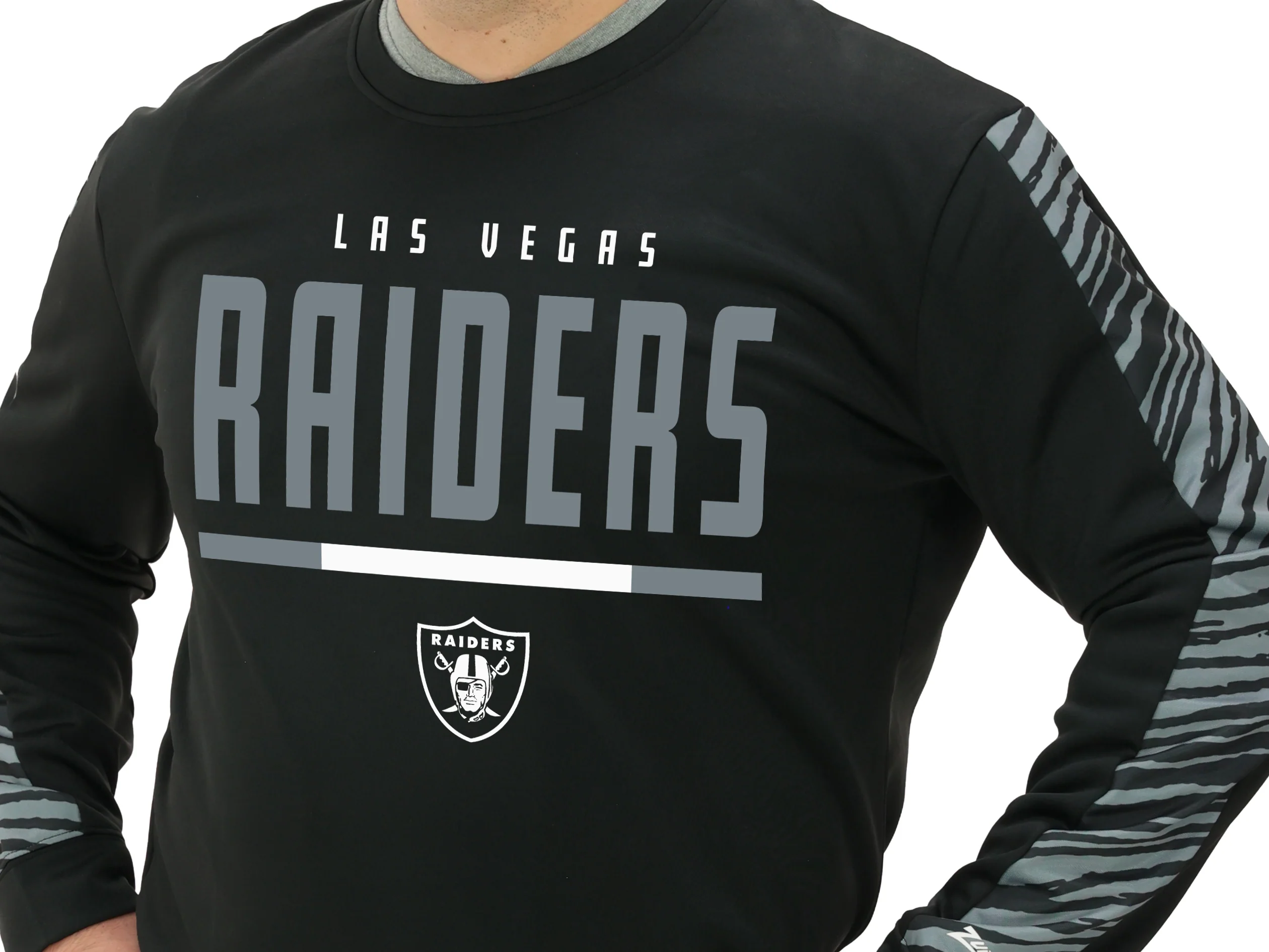 Zubaz NFL Men's Linebacker 2 Color Zebra Long Sleeve Panel Crewneck Sweatshirt, LAS VEGAS RAIDERS - Image 20