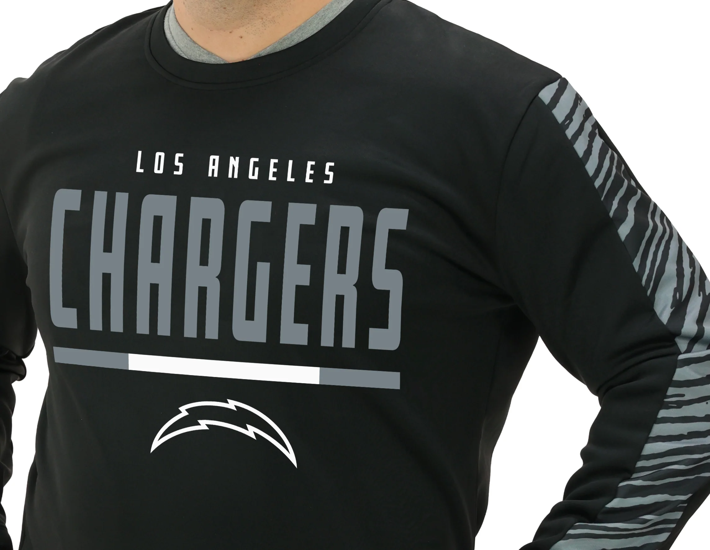 Zubaz NFL Men's Linebacker 2 Color Zebra Long Sleeve Panel Crewneck Sweatshirt, LOS ANGELES CHARGERS - Image 14