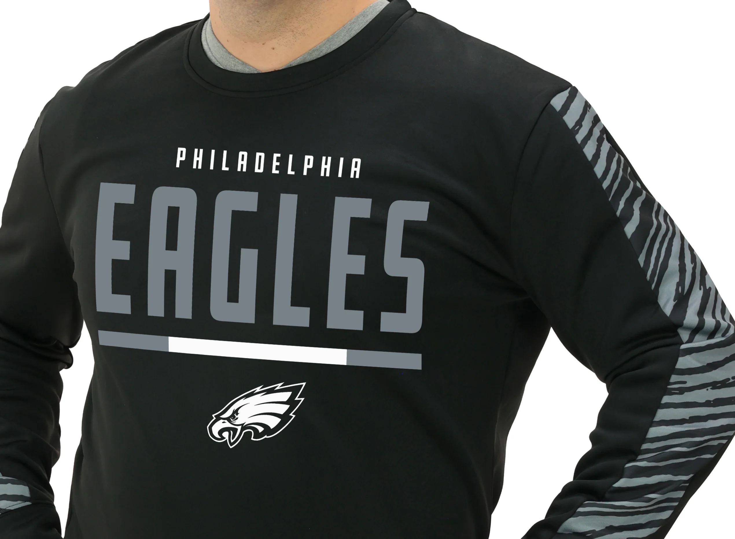 Zubaz NFL Men's Linebacker 2 Color Zebra Long Sleeve Panel Crewneck Sweatshirt, PHILADELPHIA EAGLES - Image 14