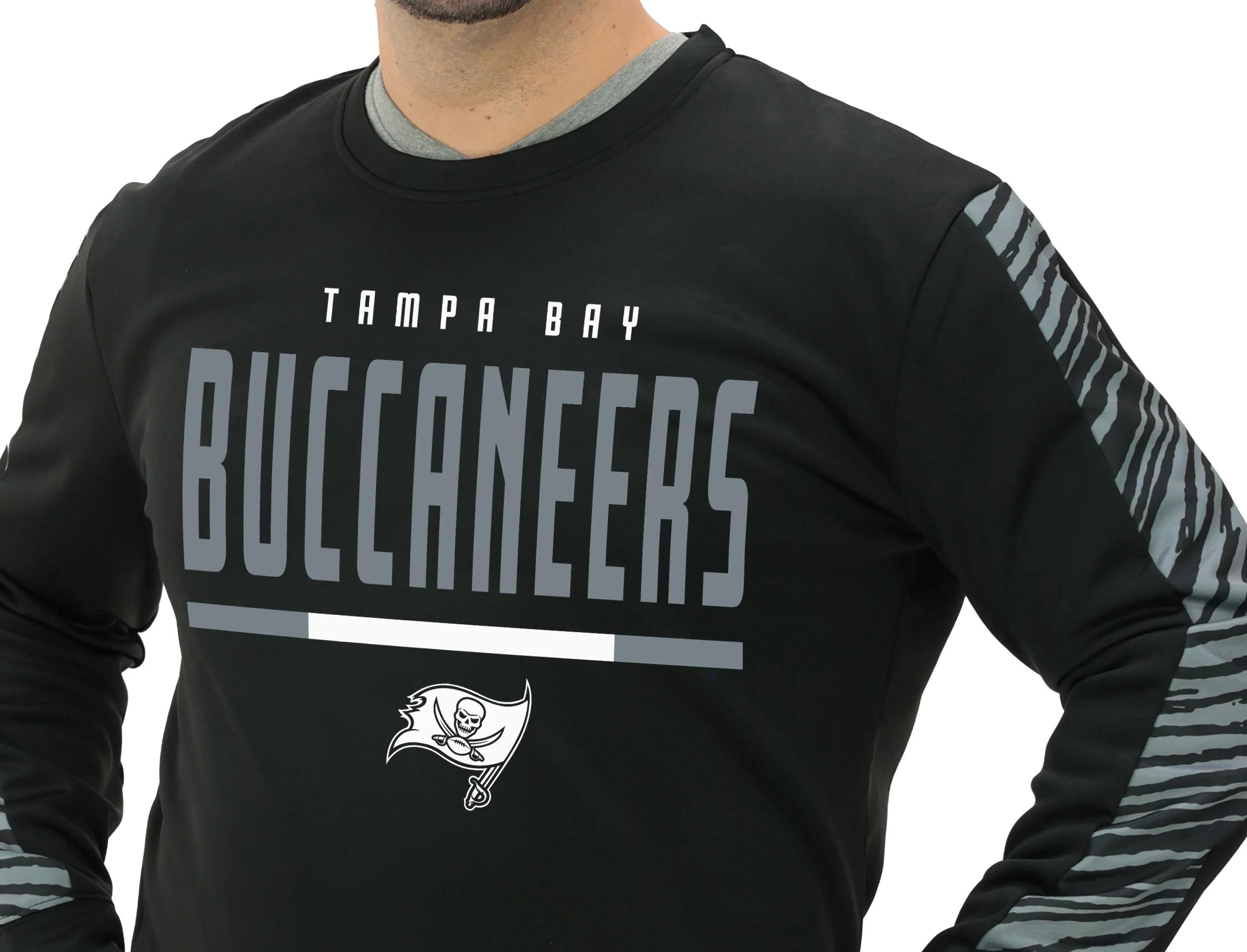 Zubaz NFL Men's Linebacker 2 Color Zebra Long Sleeve Panel Crewneck Sweatshirt, TAMPA BAY BUCCANEERS - Image 8