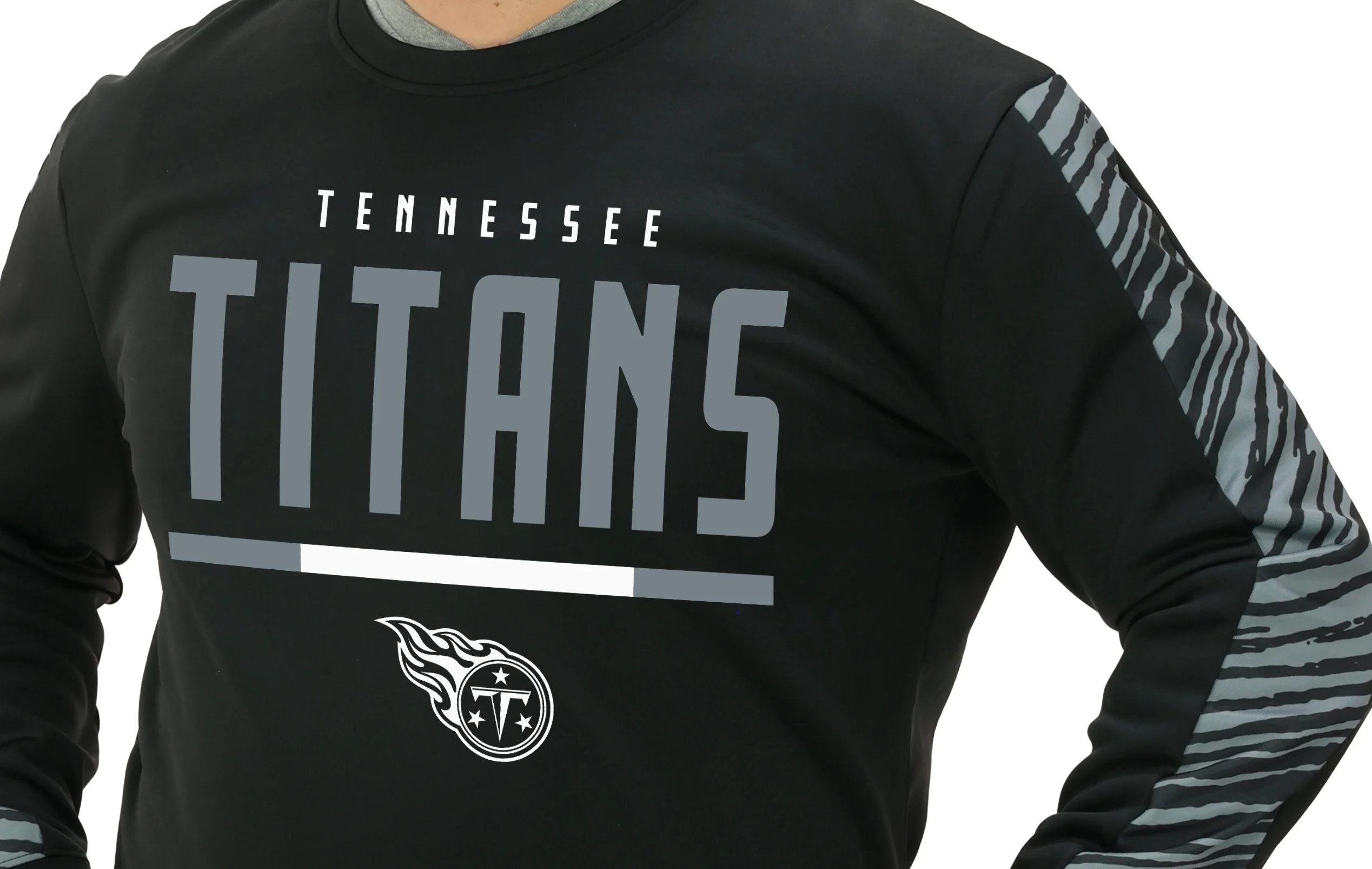 Zubaz NFL Men's Linebacker 2 Color Zebra Long Sleeve Panel Crewneck Sweatshirt, TENNESSEE TITANS - Image 8