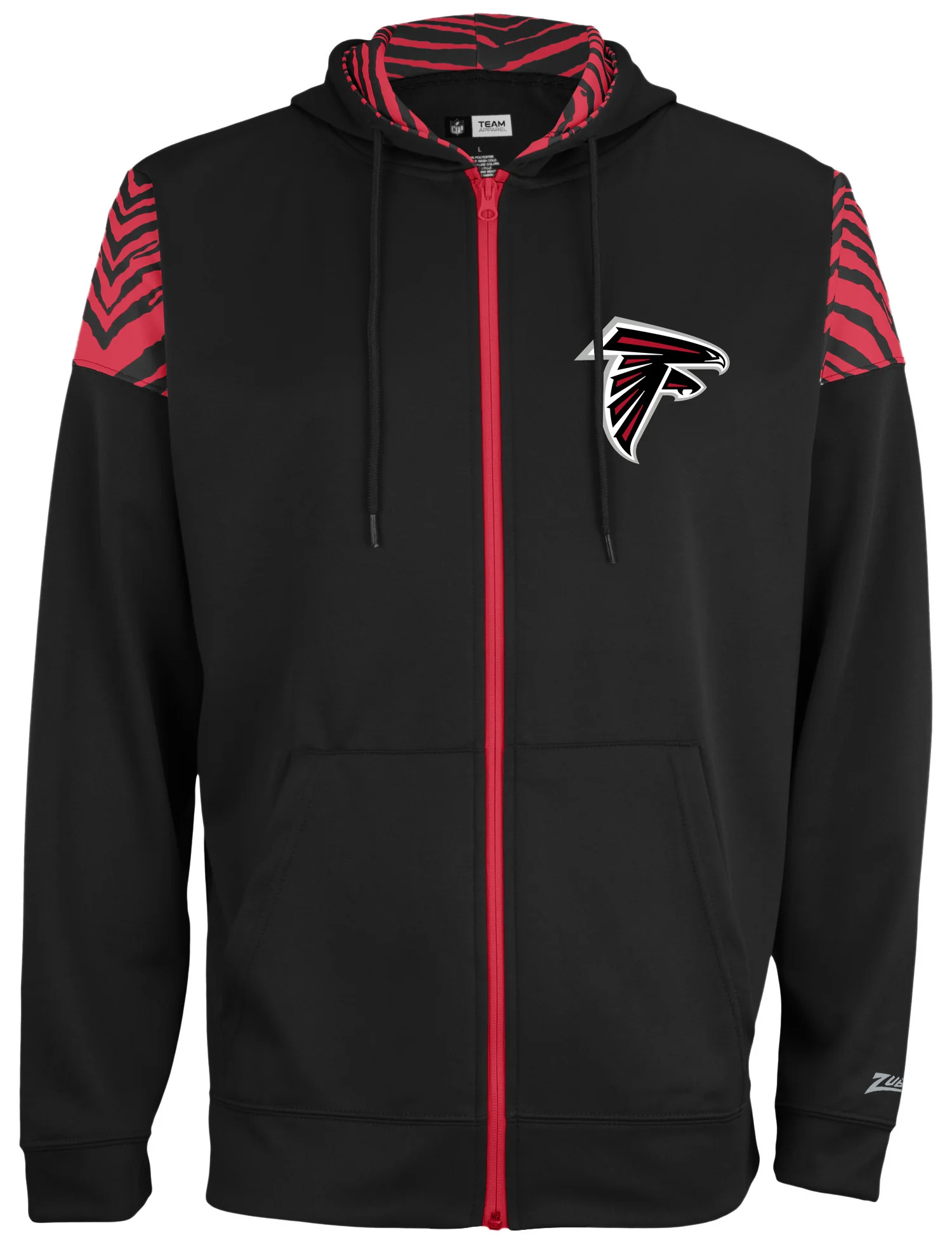 Zubaz NFL Men's Logo 2 Color Zebra Bands and Hood Liner Full Zip Hoodie, ATLANTA FALCONS - Image 13