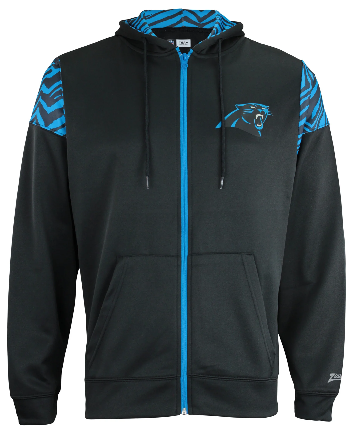 Zubaz NFL Men's Logo 2 Color Zebra Bands and Hood Liner Full Zip Hoodie, CAROLINA PANTHERS - Image 13